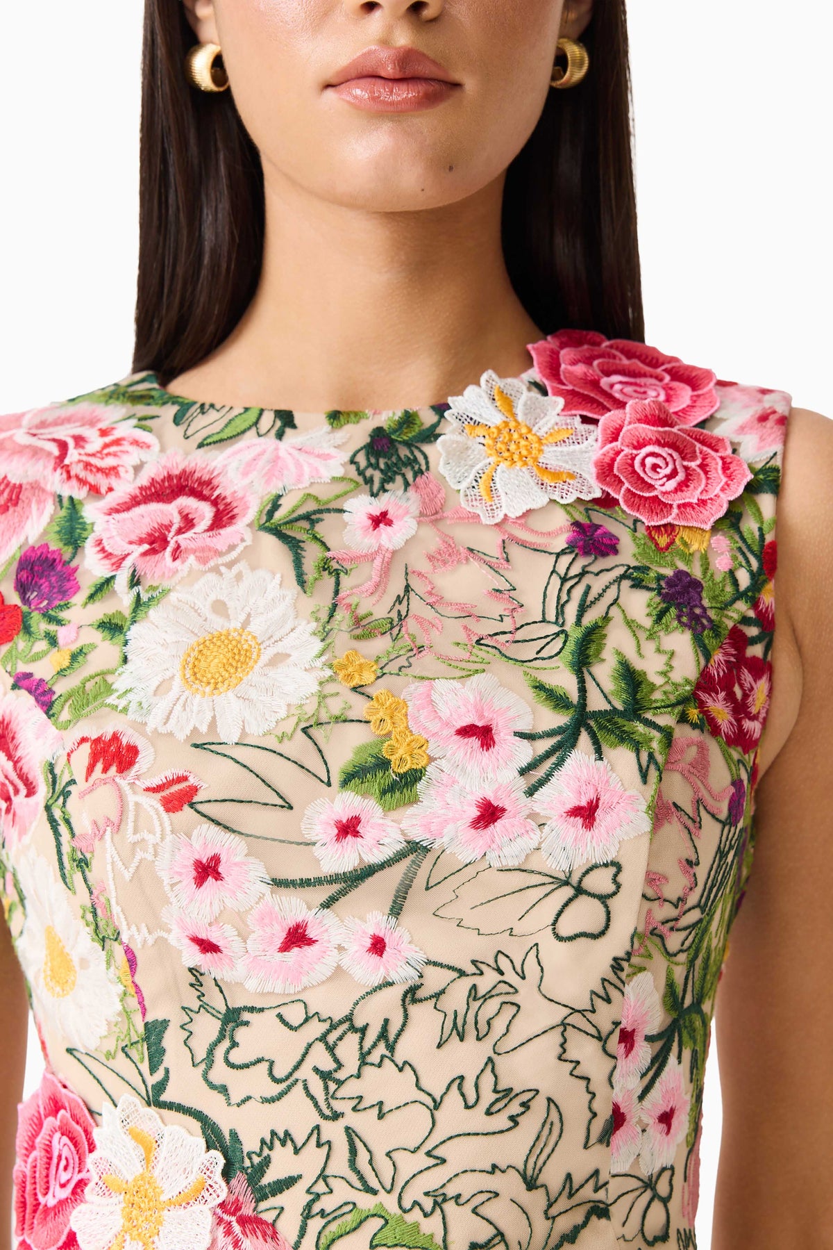 Flora Tulip Mini Dress in Pink & Green Floral