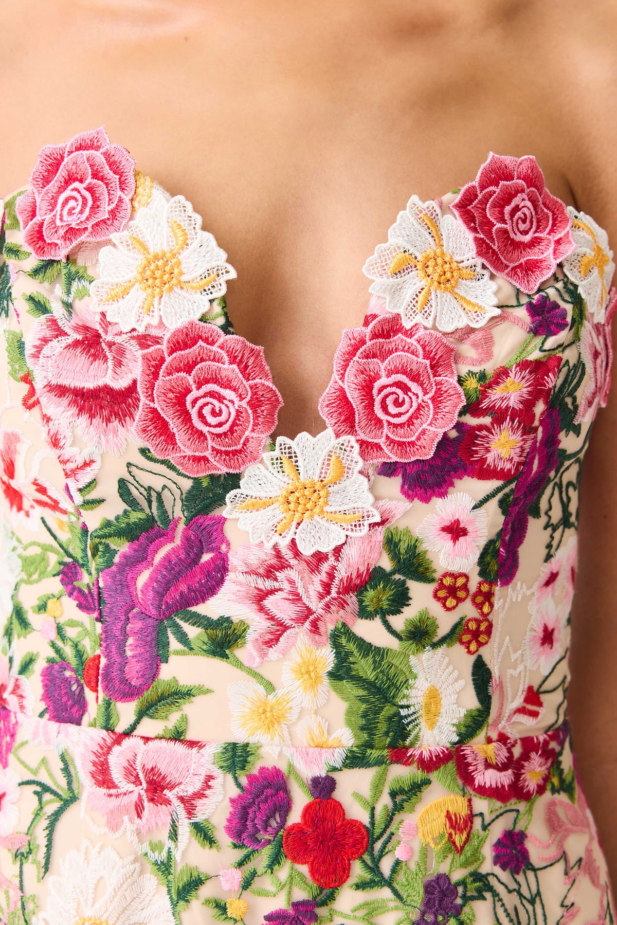 Flora Strapless Gown in Pink & Green Floral
