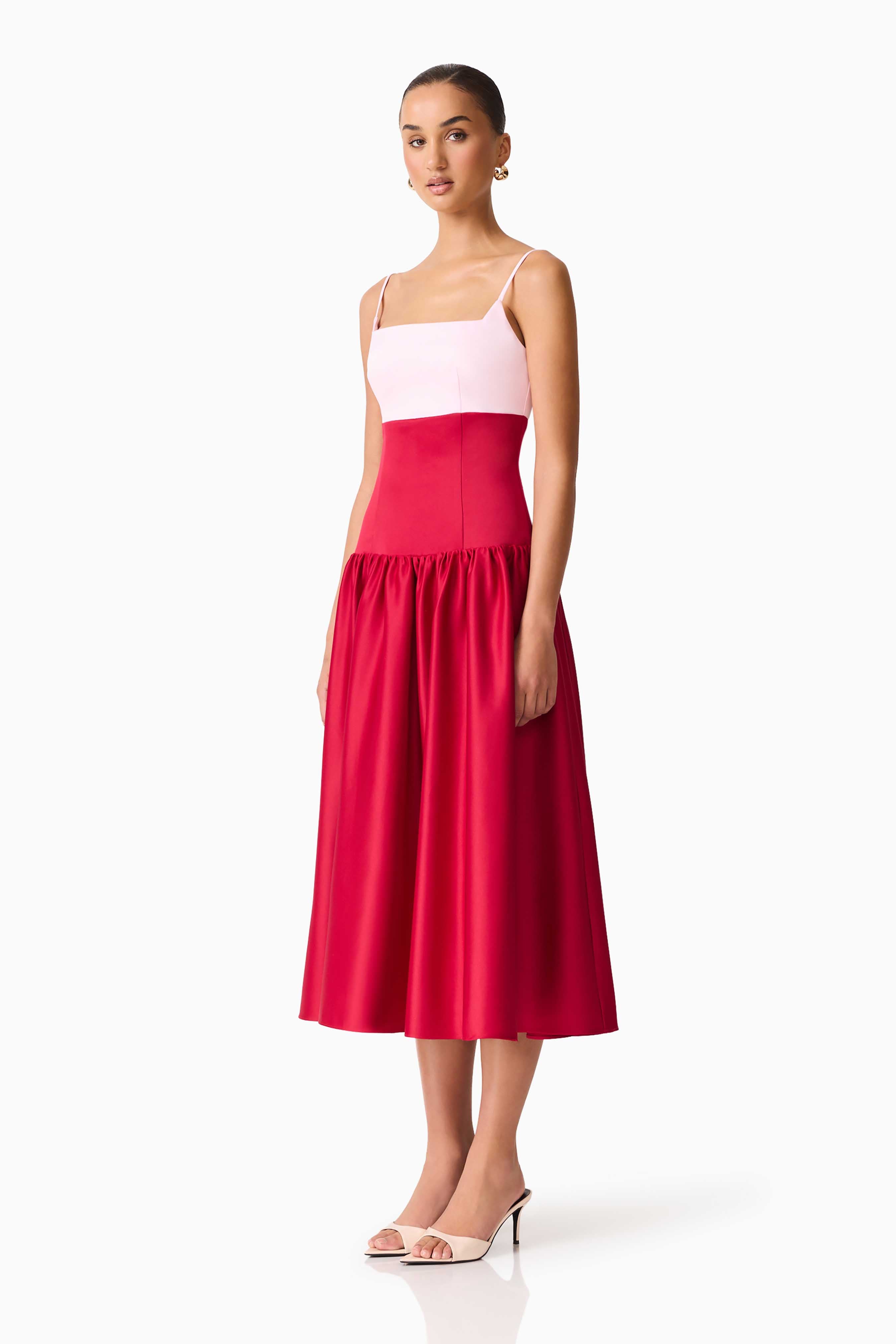 June A-Line Gown in Pink & Red