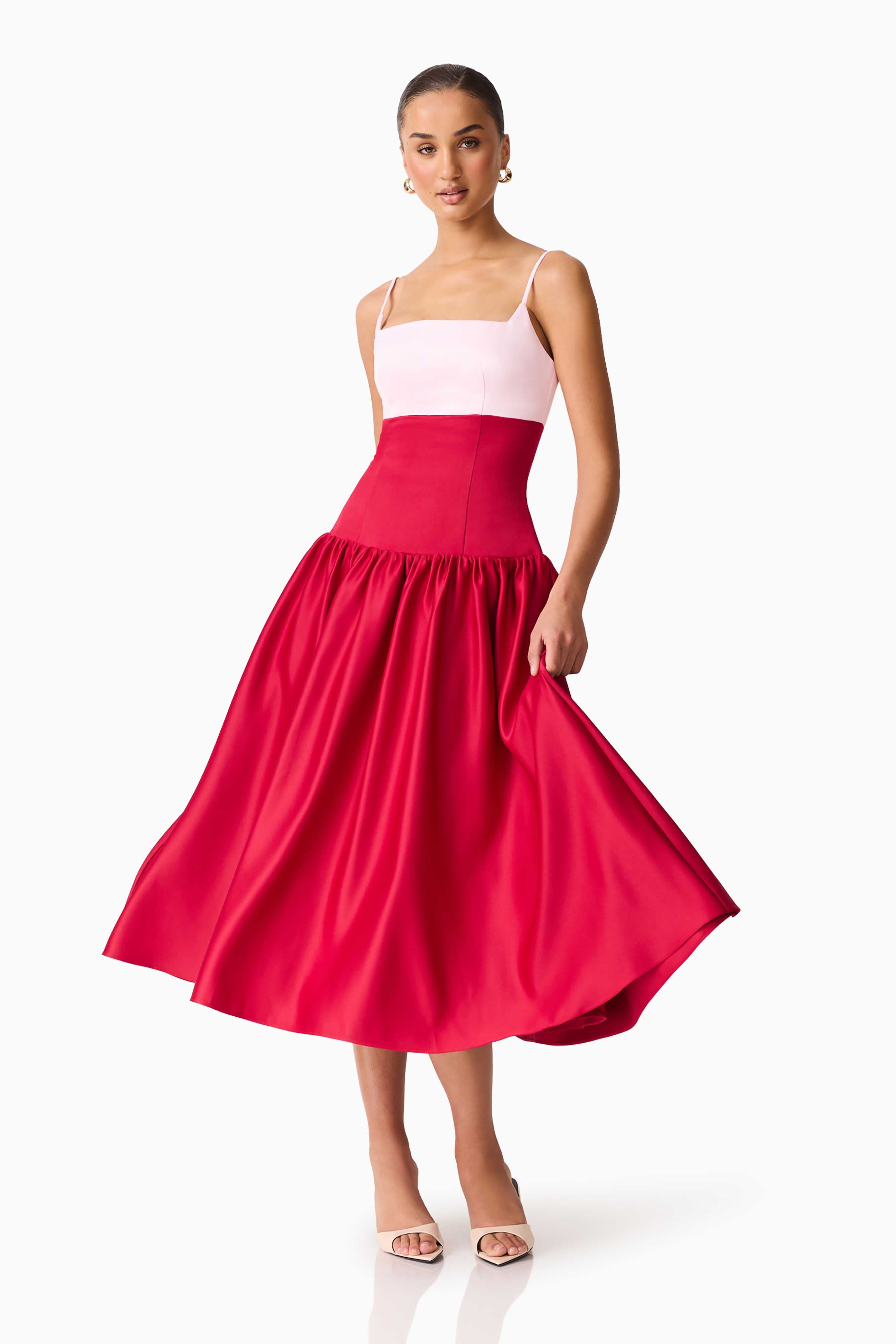 June A-Line Gown in Pink & Red