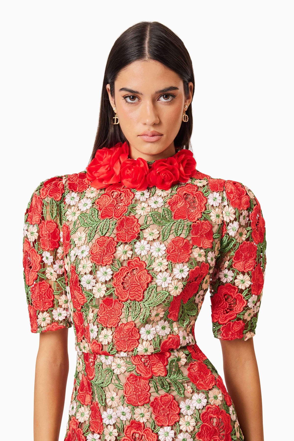 Roselyn Cocktail Midi Dress in Red