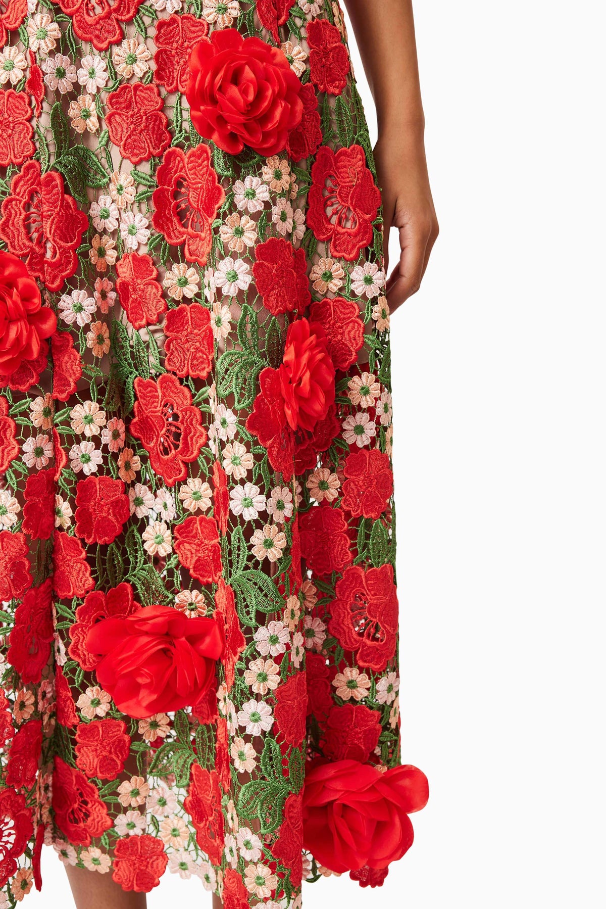 Roselyn Embroidered Midi Dress In Red