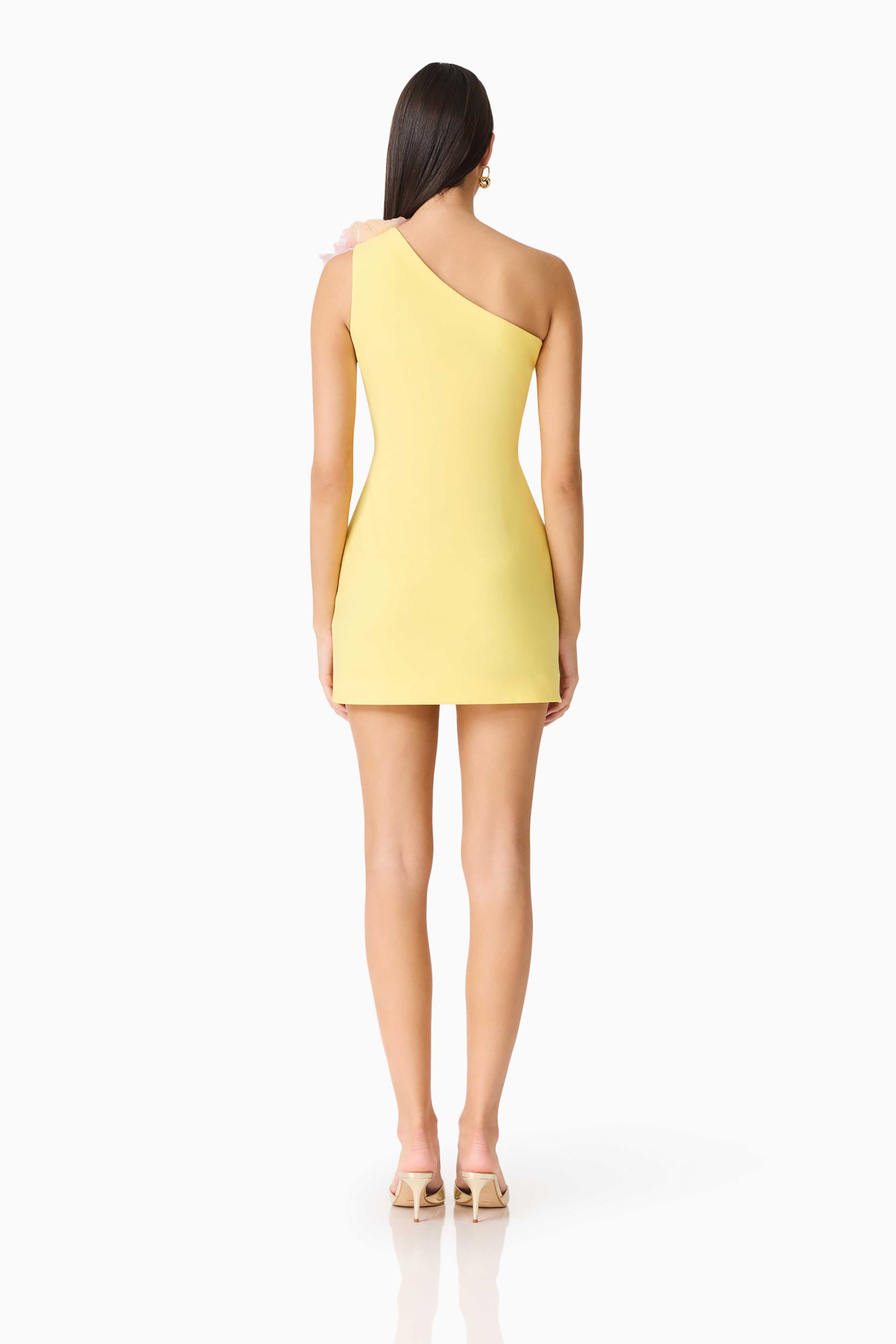 Hope One Shoulder Mini Dress in Yellow