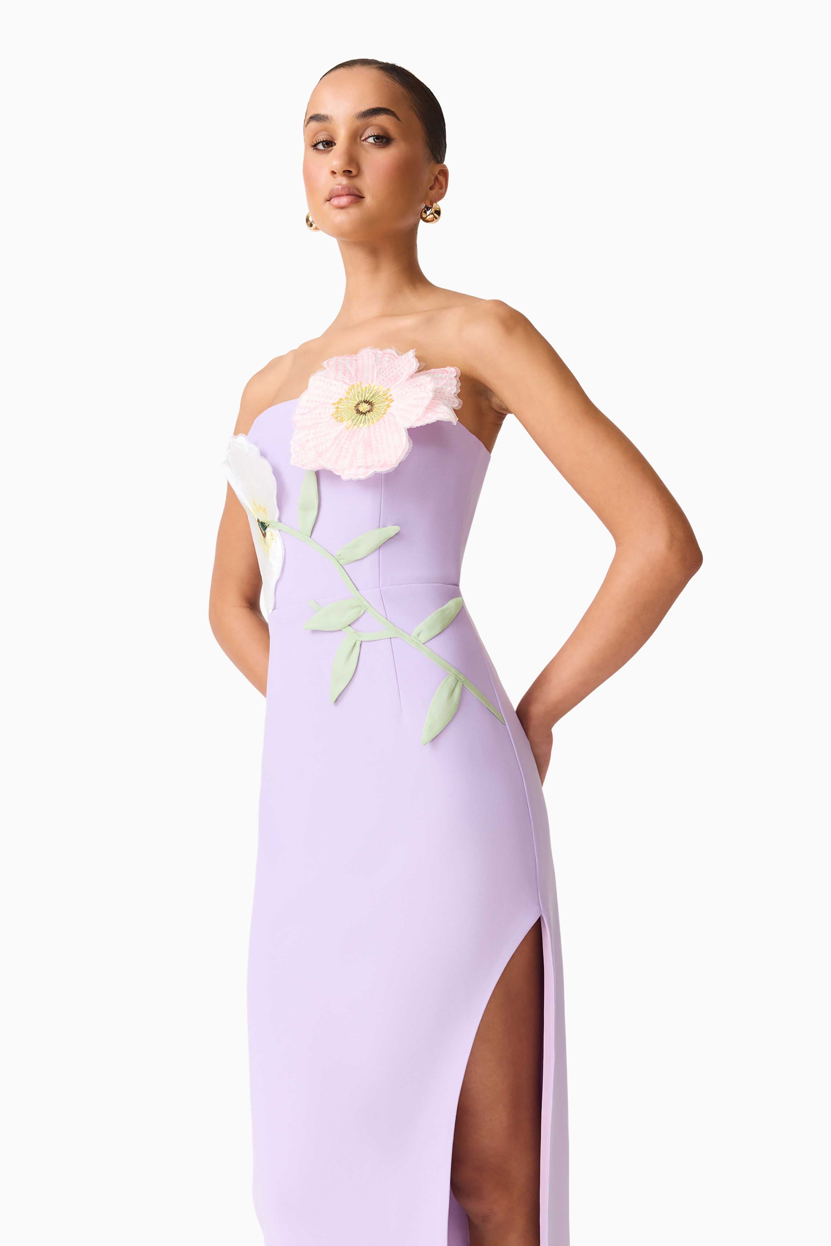 Hope Strapless Midi Dress in Purple