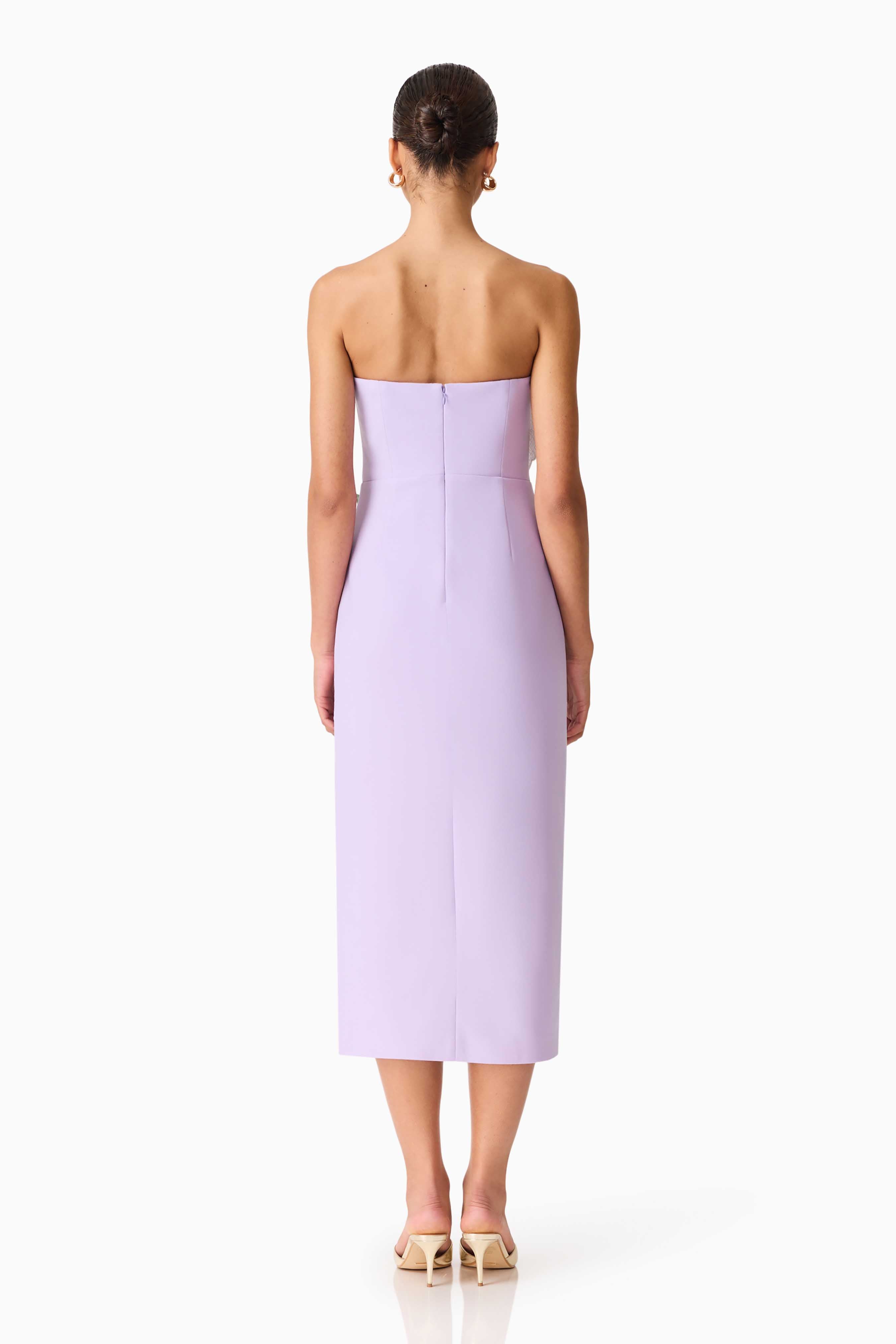 Hope Strapless Midi Dress in Purple