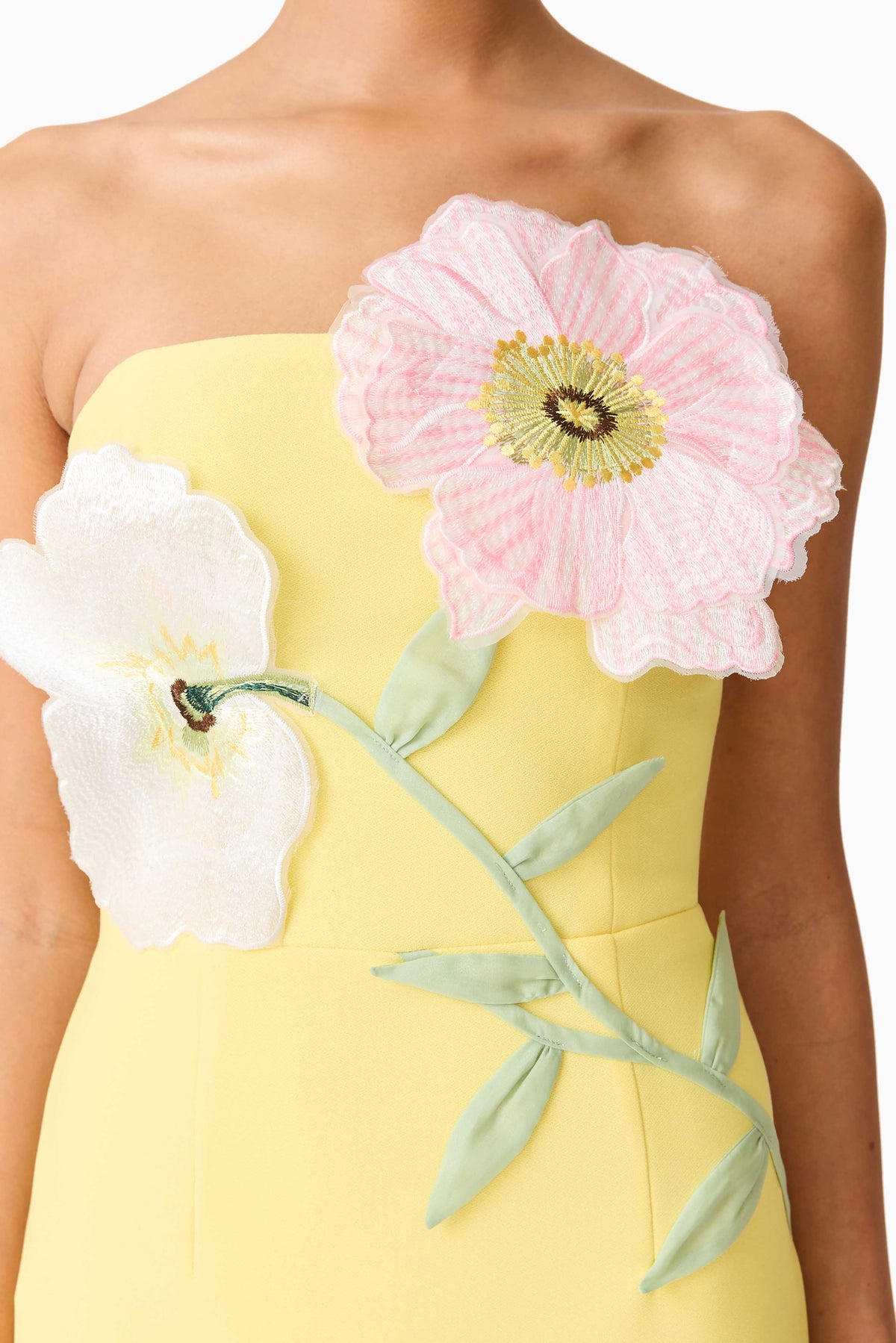 Hope Strapless Midi Dress in Yellow