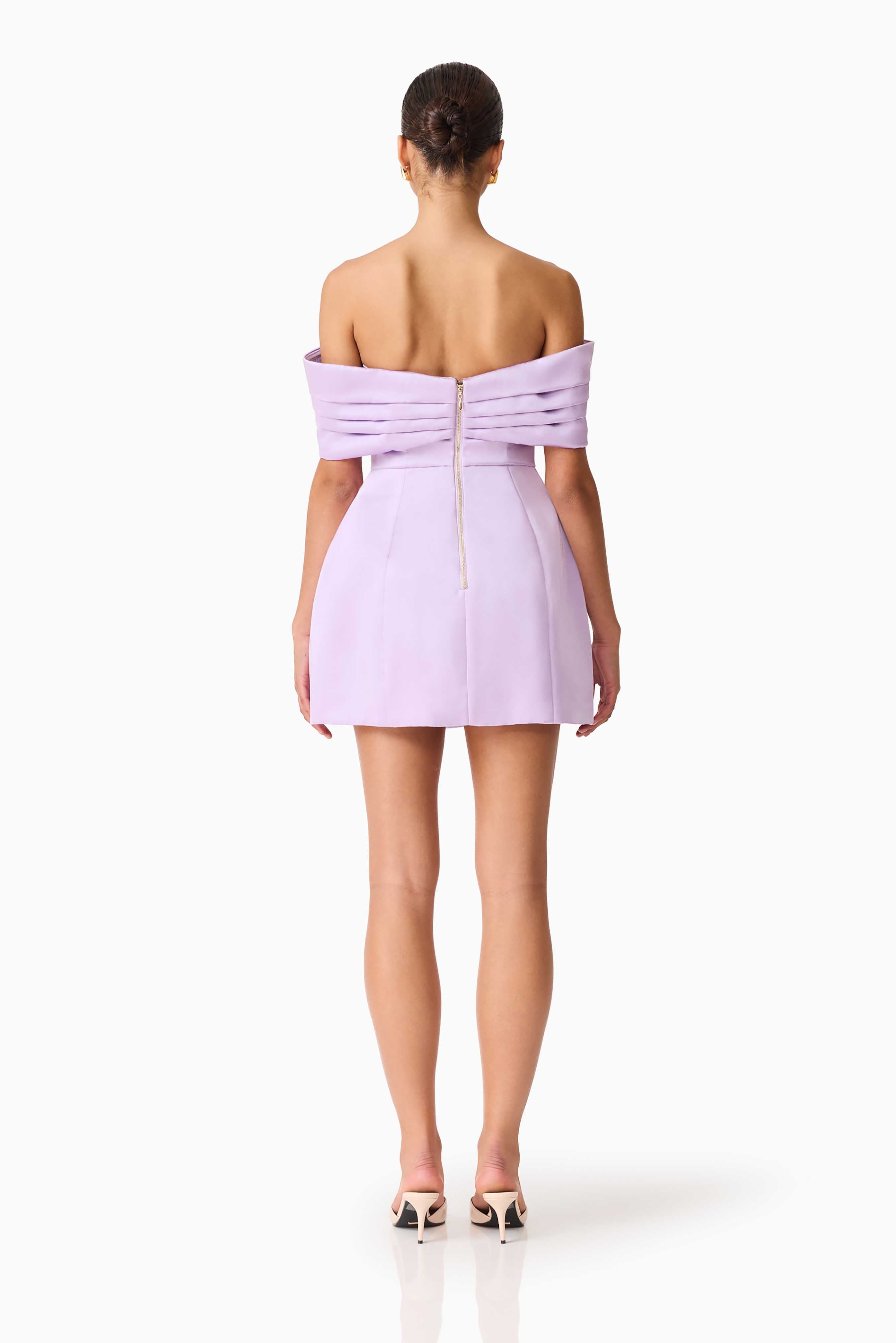 Hope Off the Shoulder Mini Dress in Purple