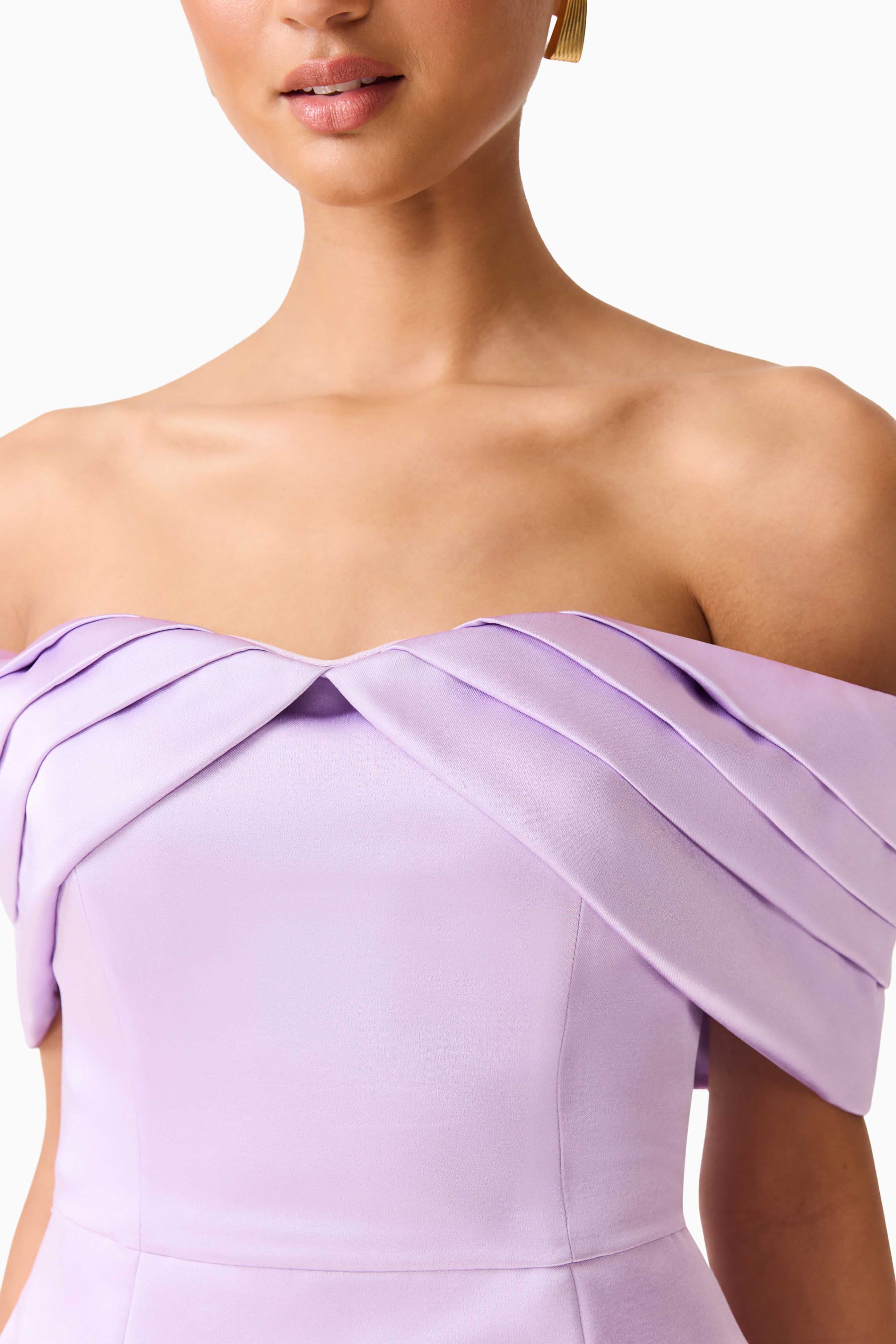 Hope Off the Shoulder Mini Dress in Purple