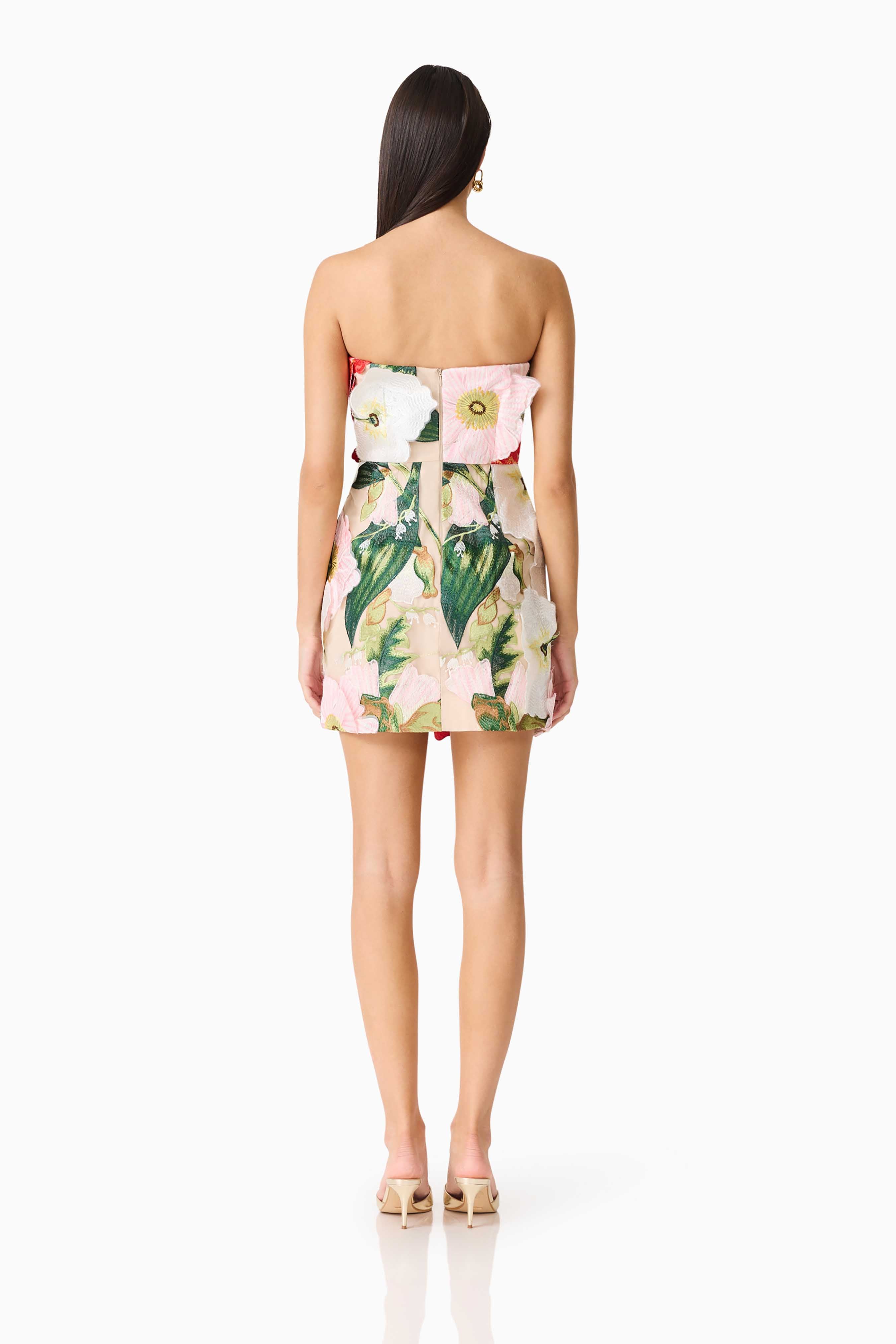 Solara Strapless Mini Dress in Pink Floral