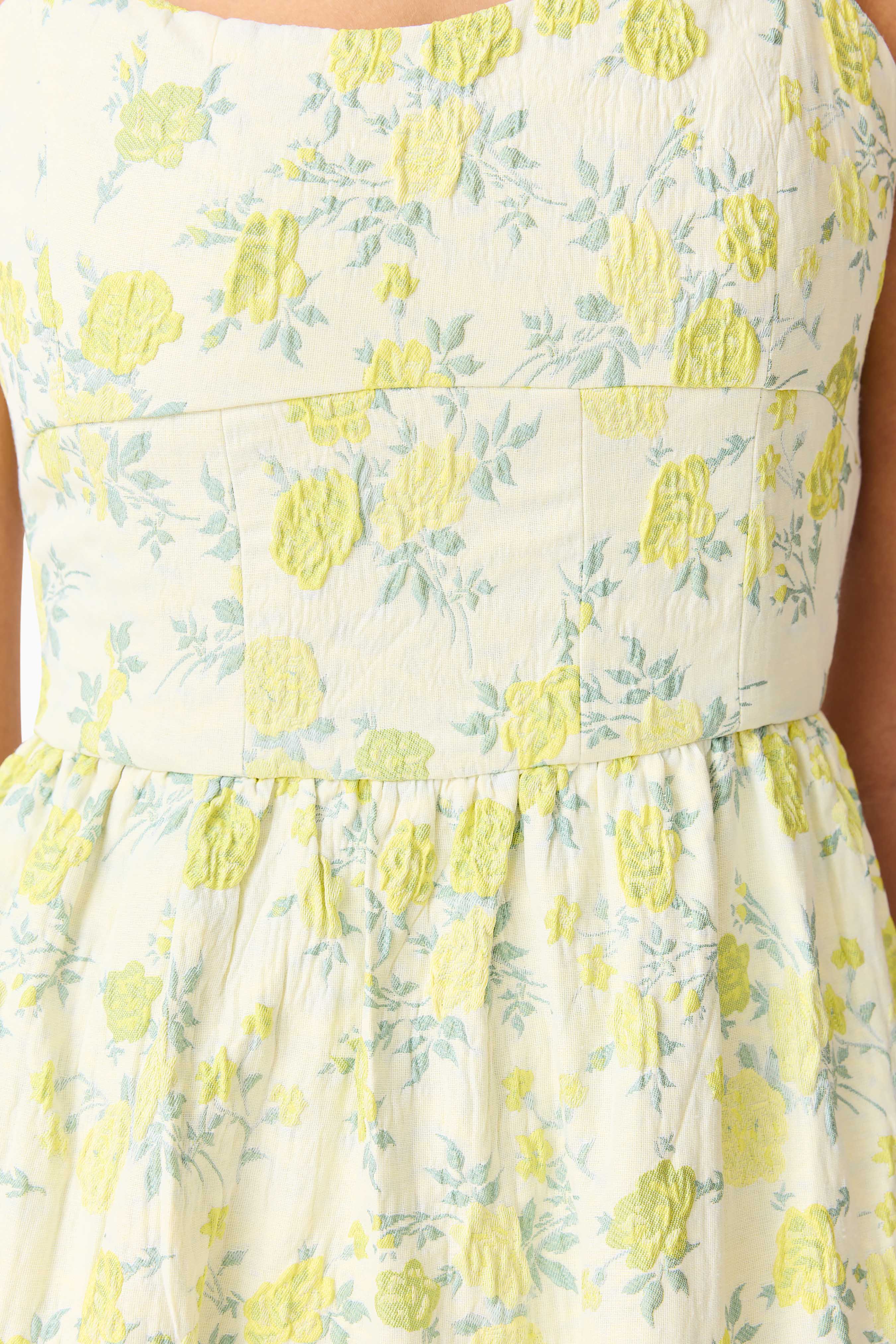 Posey Jacquard Gown in Green Floral