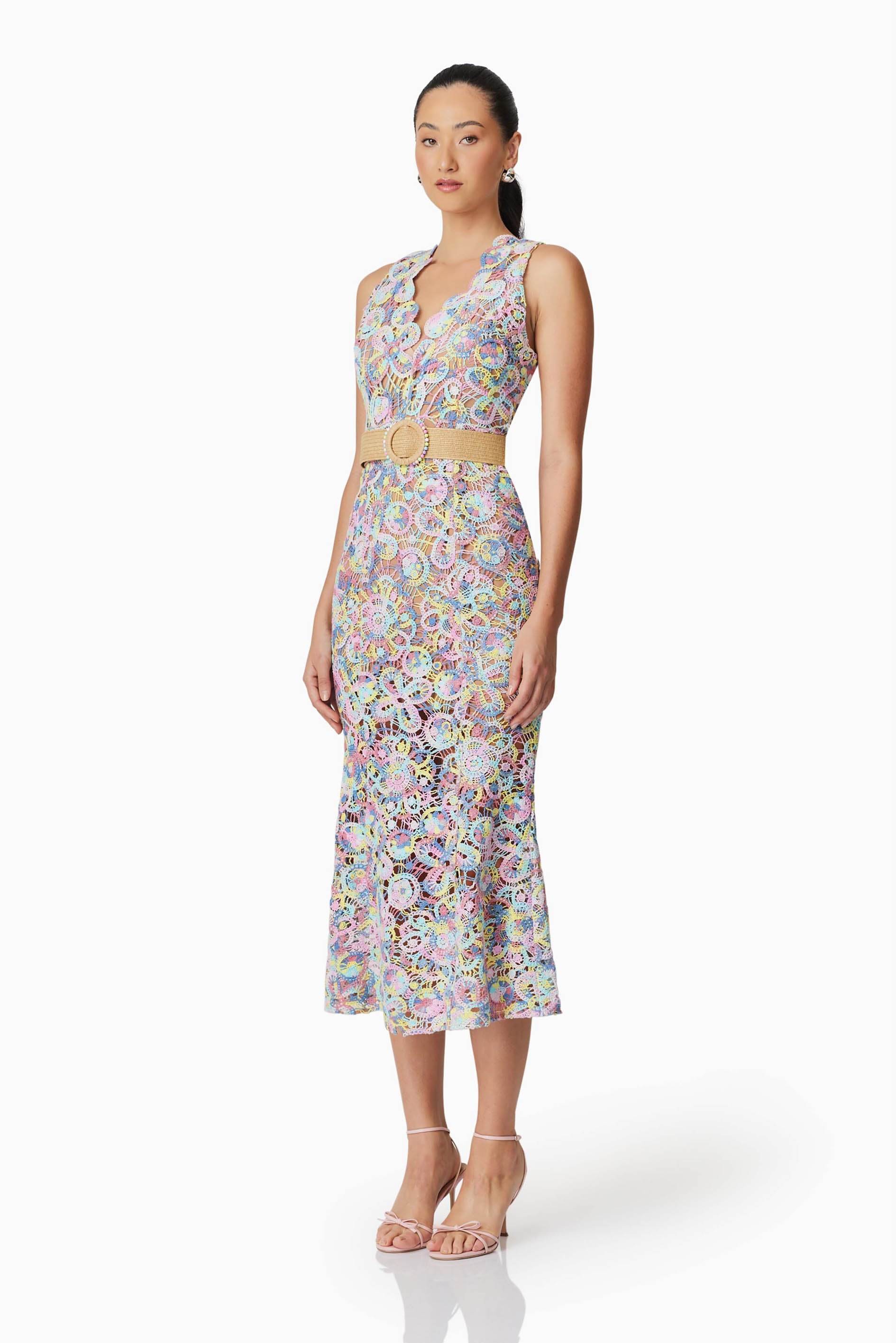 Rue Crochet Midi Dress in Purple