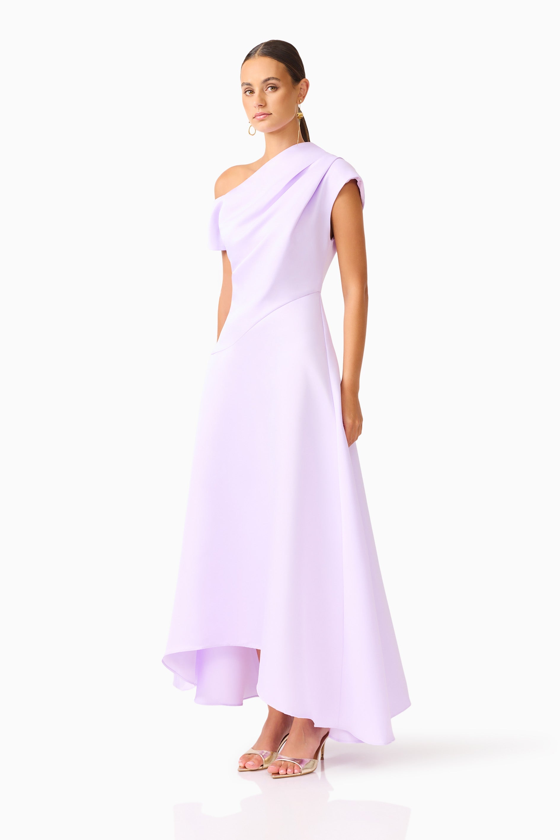 Marissa One Shoulder Gown in Purple