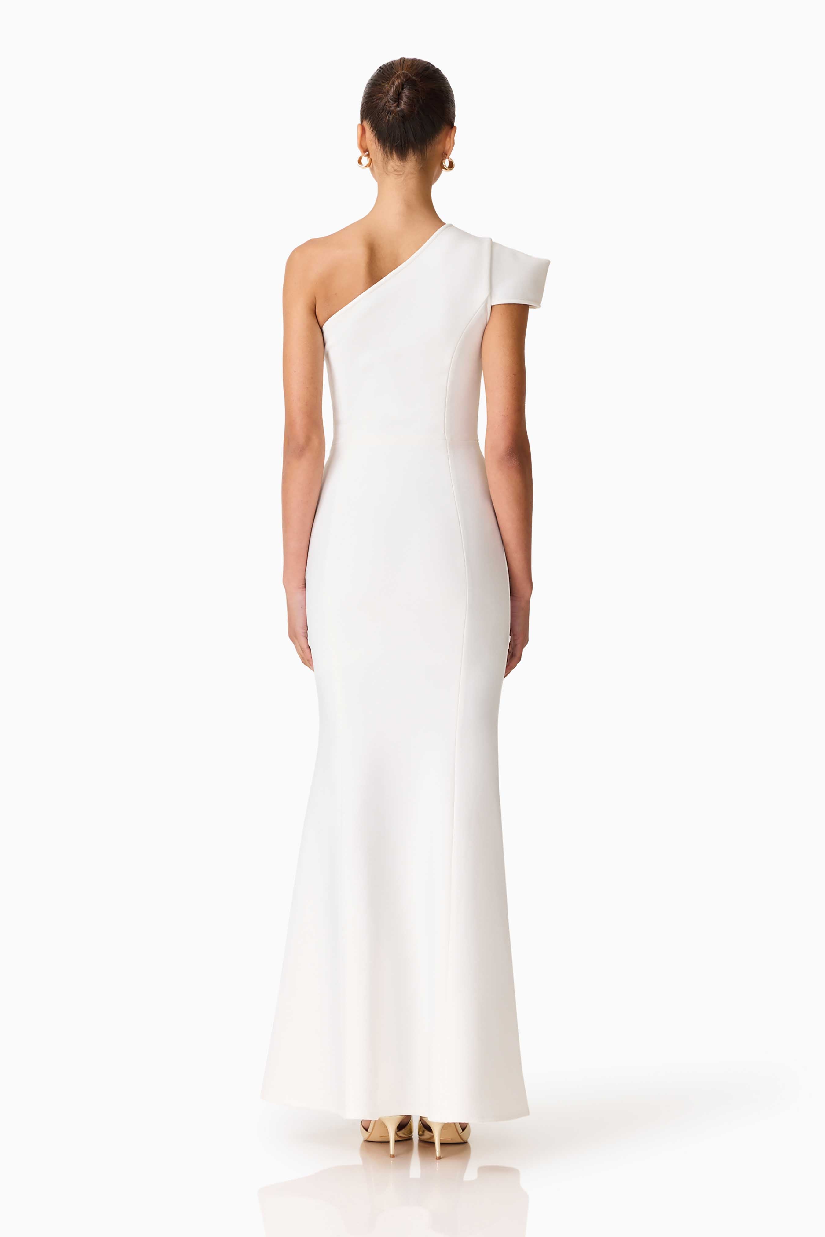 Opline One Shoulder Gown in White