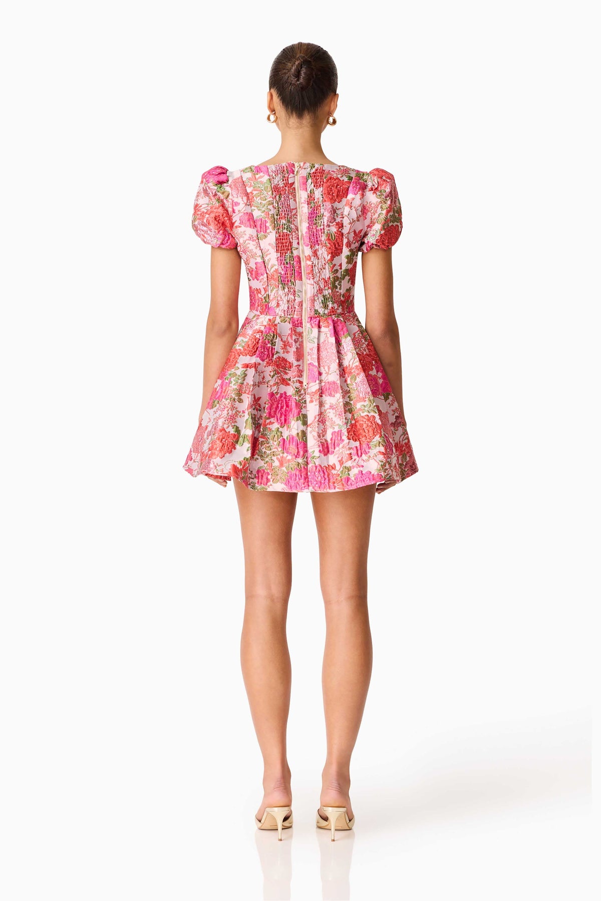 Floralie Short Sleeve Mini Dress in Pink Floral