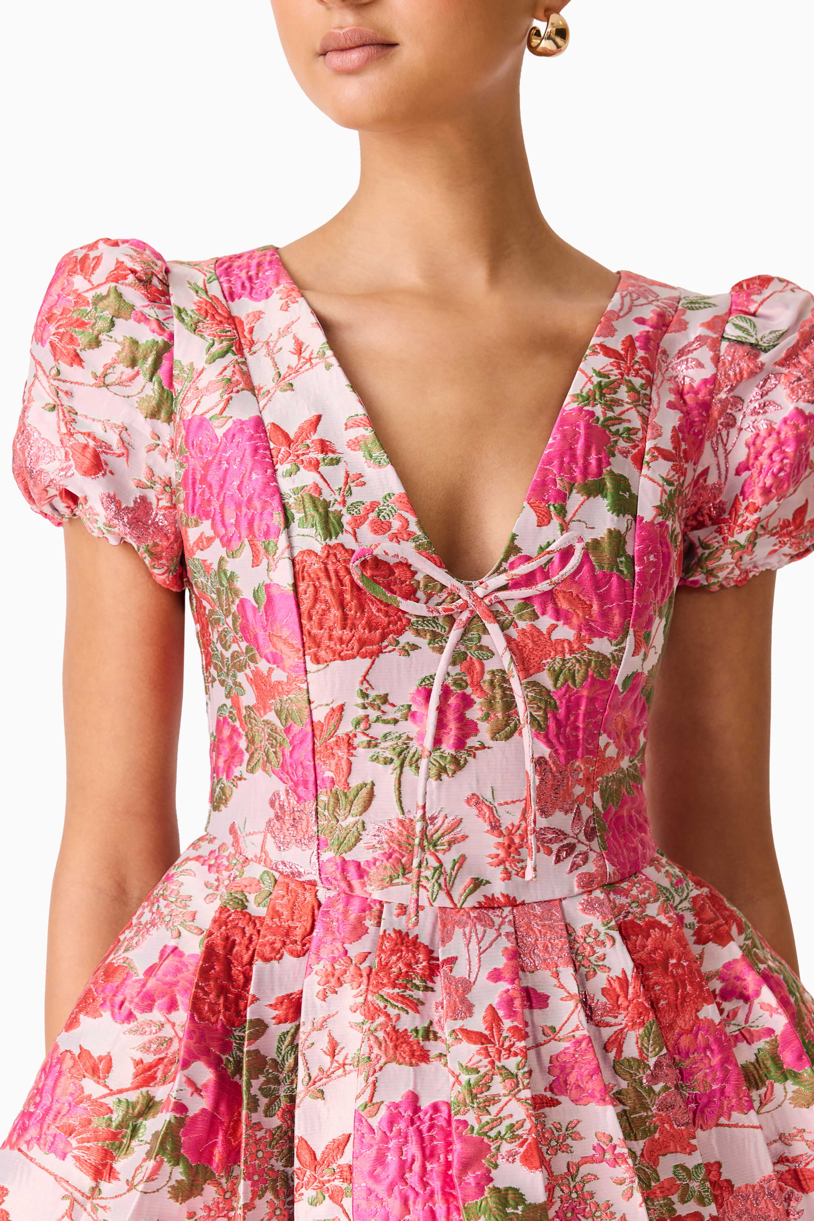 Floralie Short Sleeve Mini Dress in Pink Floral