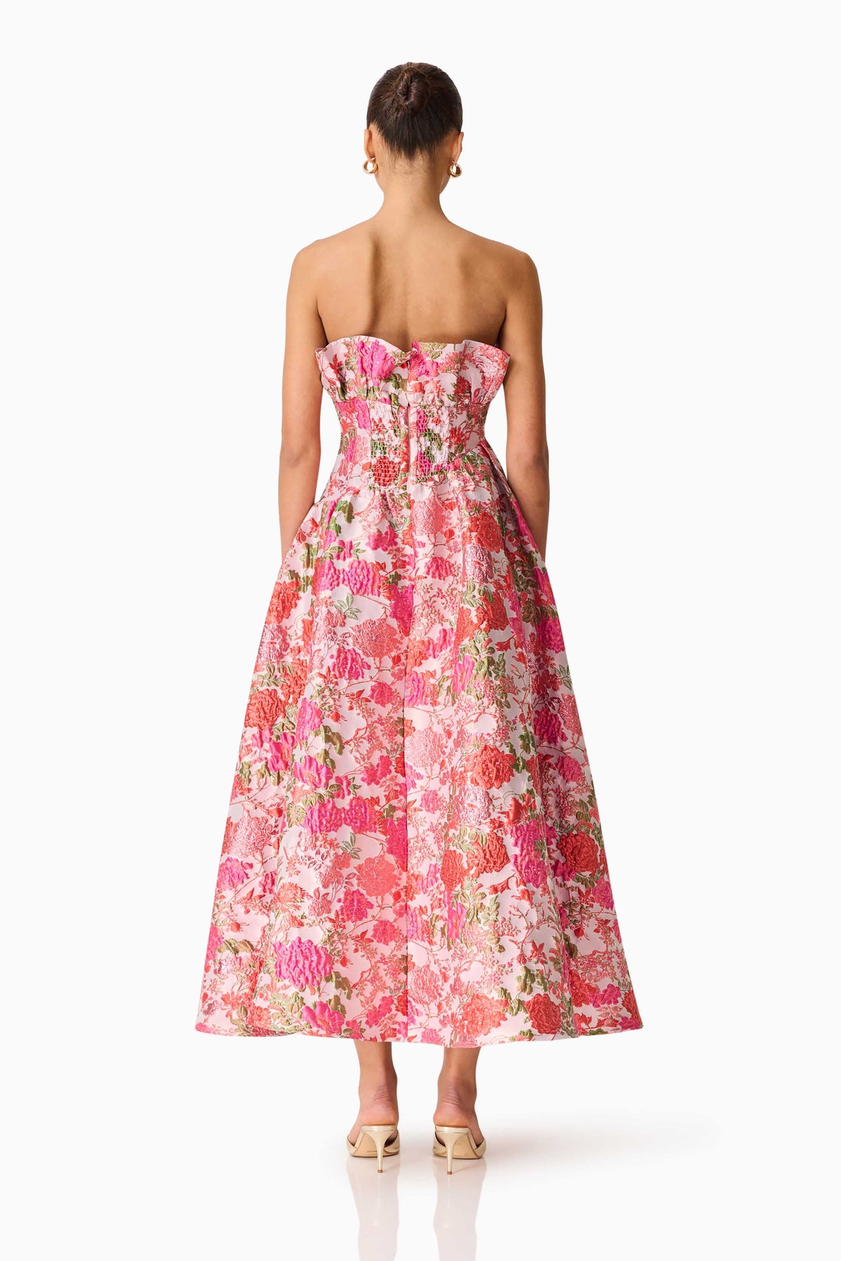 Floralie Strapless Gown in Pink Floral