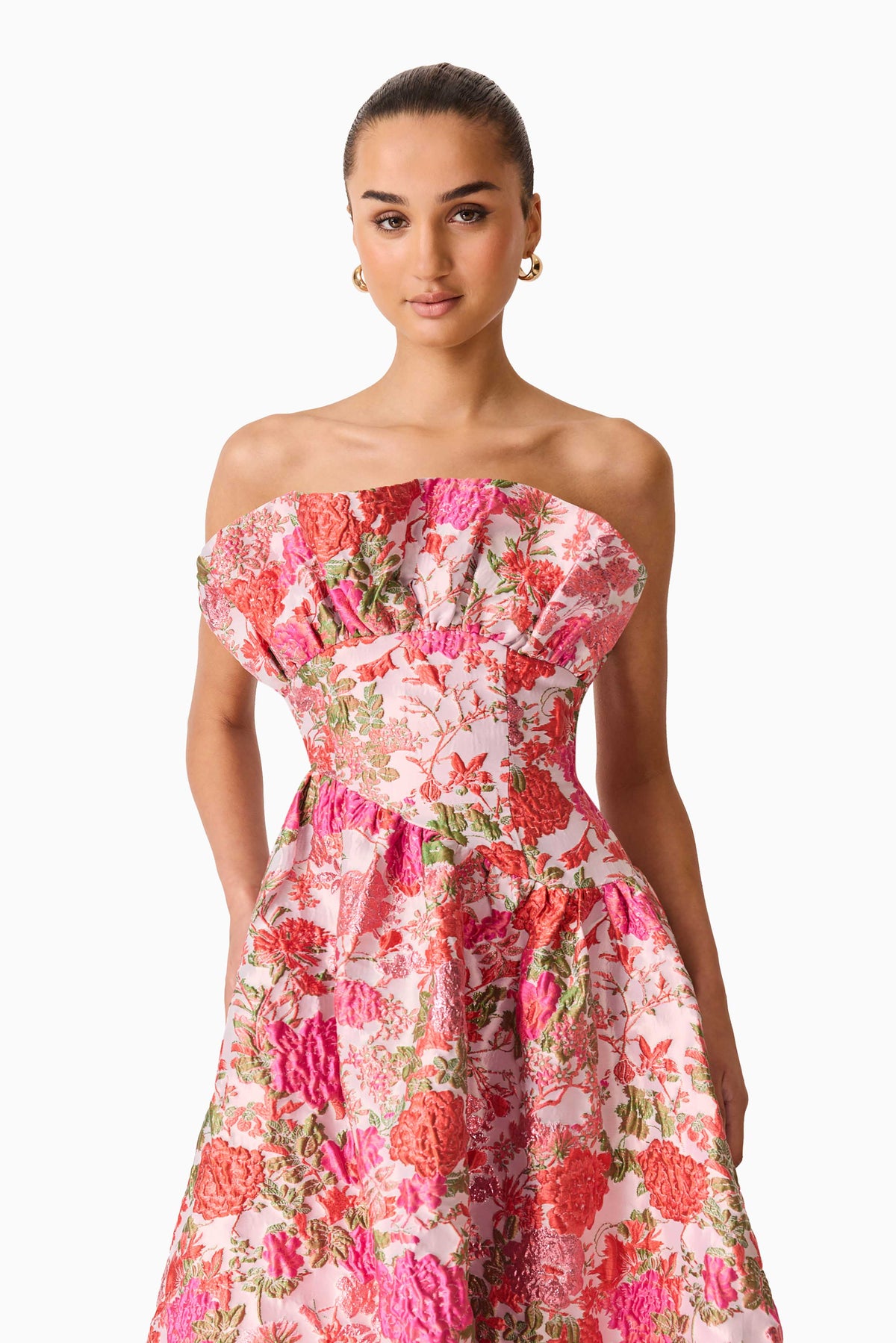 Floralie Strapless Gown in Pink Floral