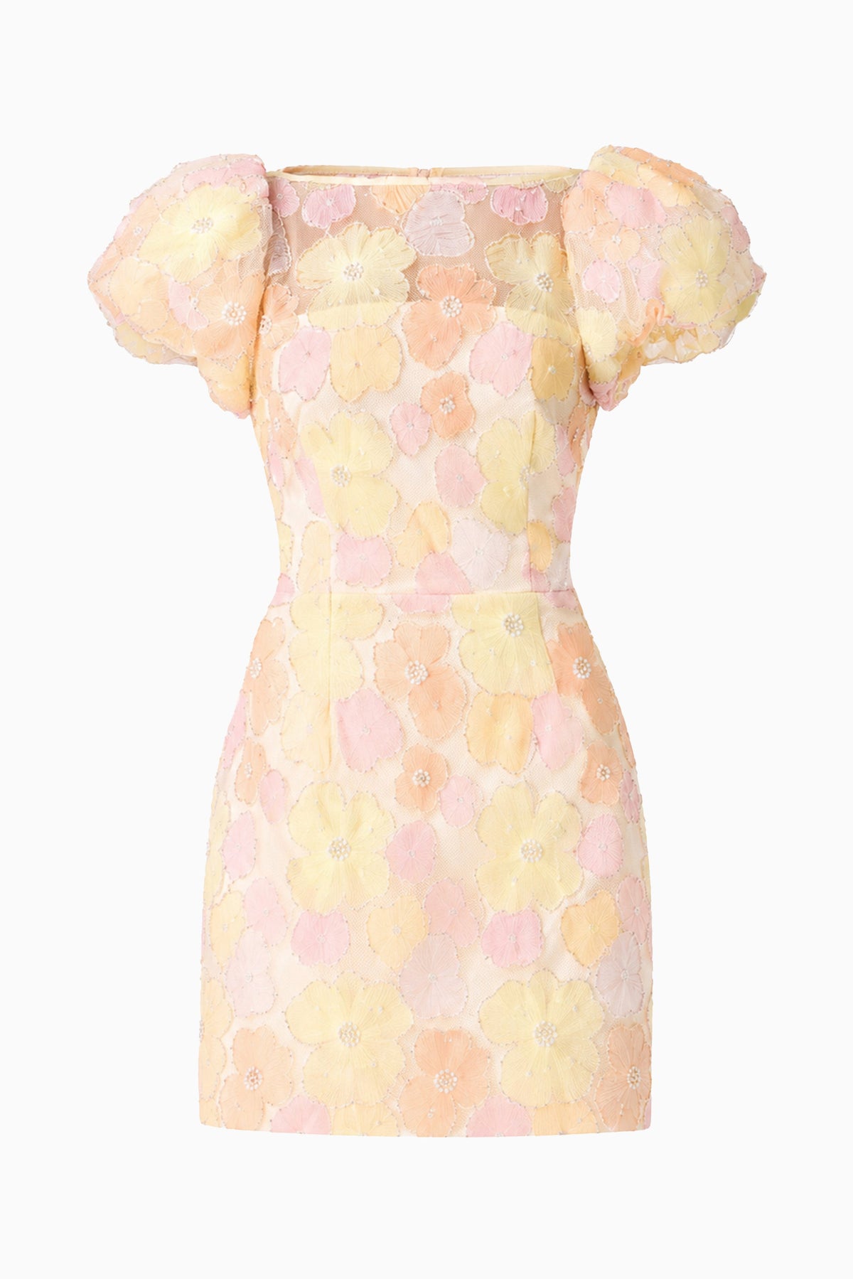 Zaria Puff Sleeve Mini Dress In Yellow Floral