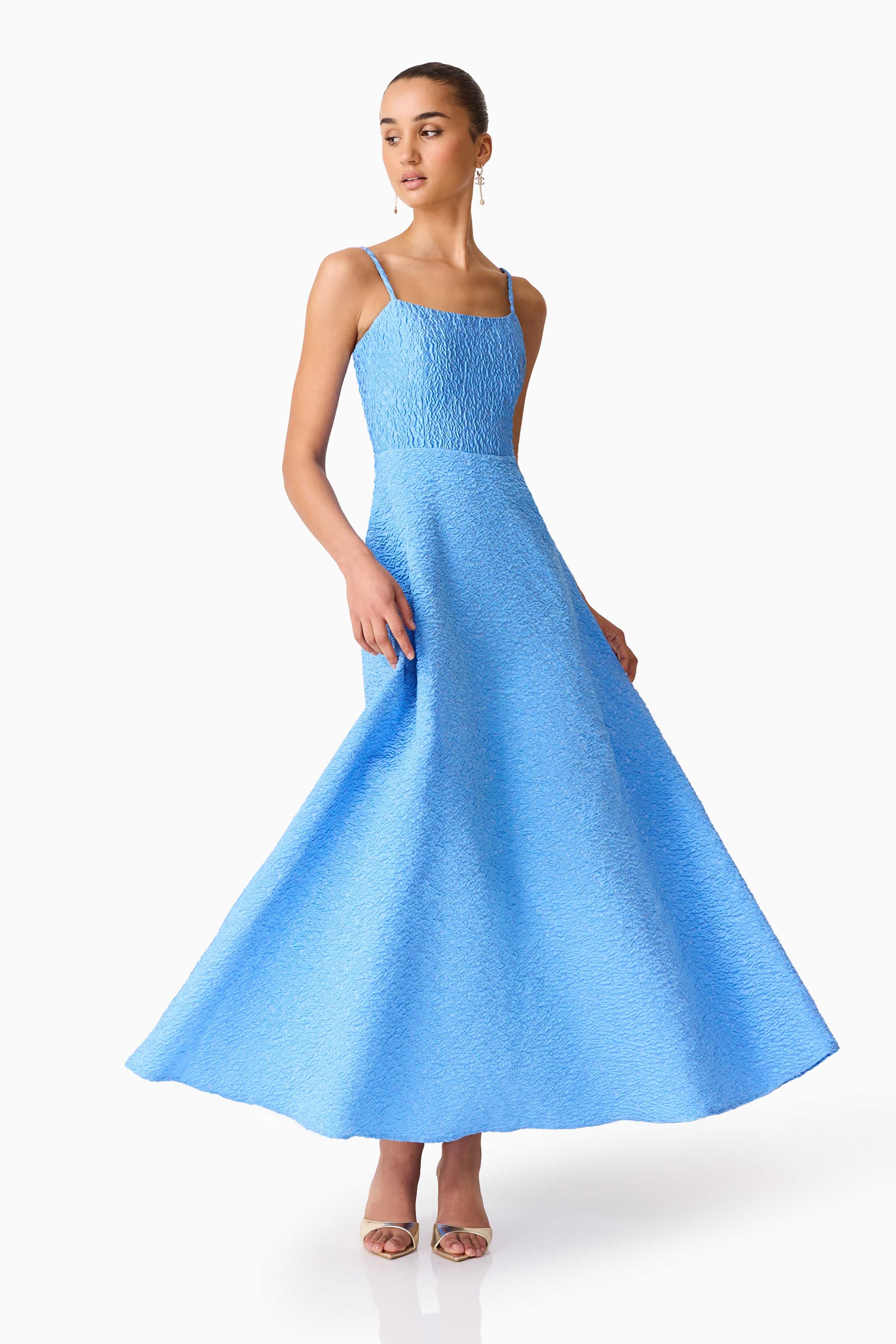 Briallen Jacquard Gown in Blue