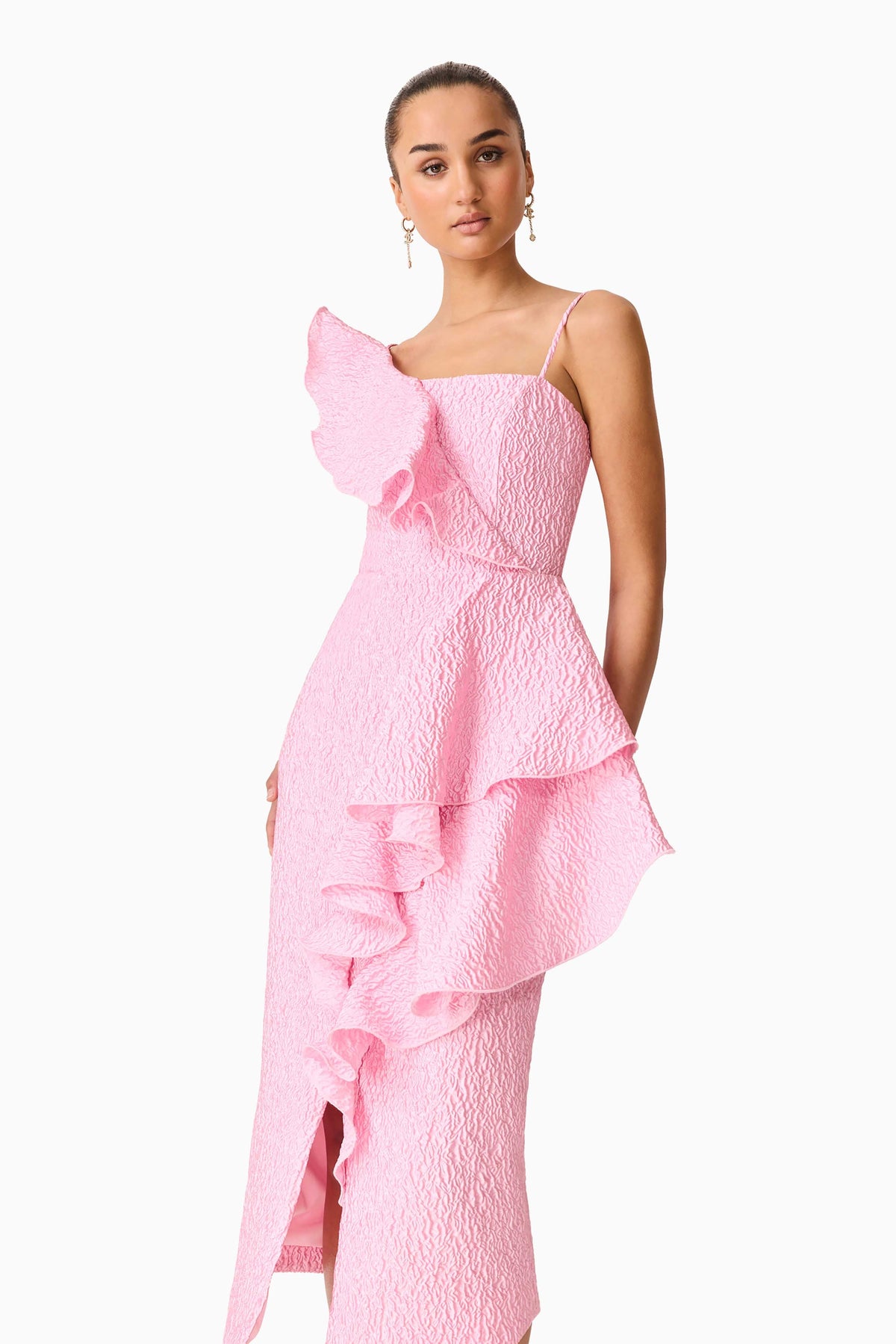 Briallen Jacquard Midi Dress in Pink