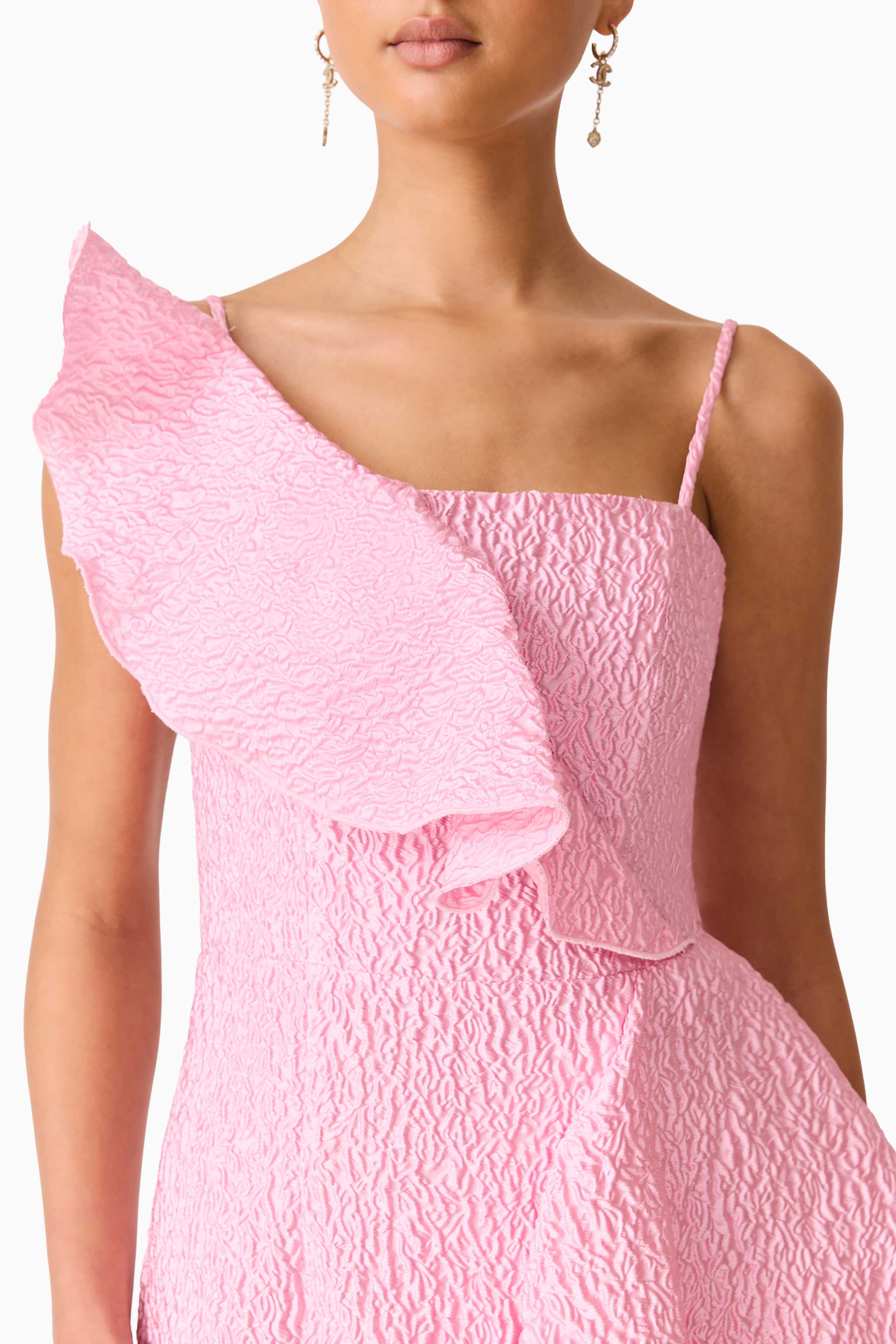 Briallen Jacquard Midi Dress in Pink