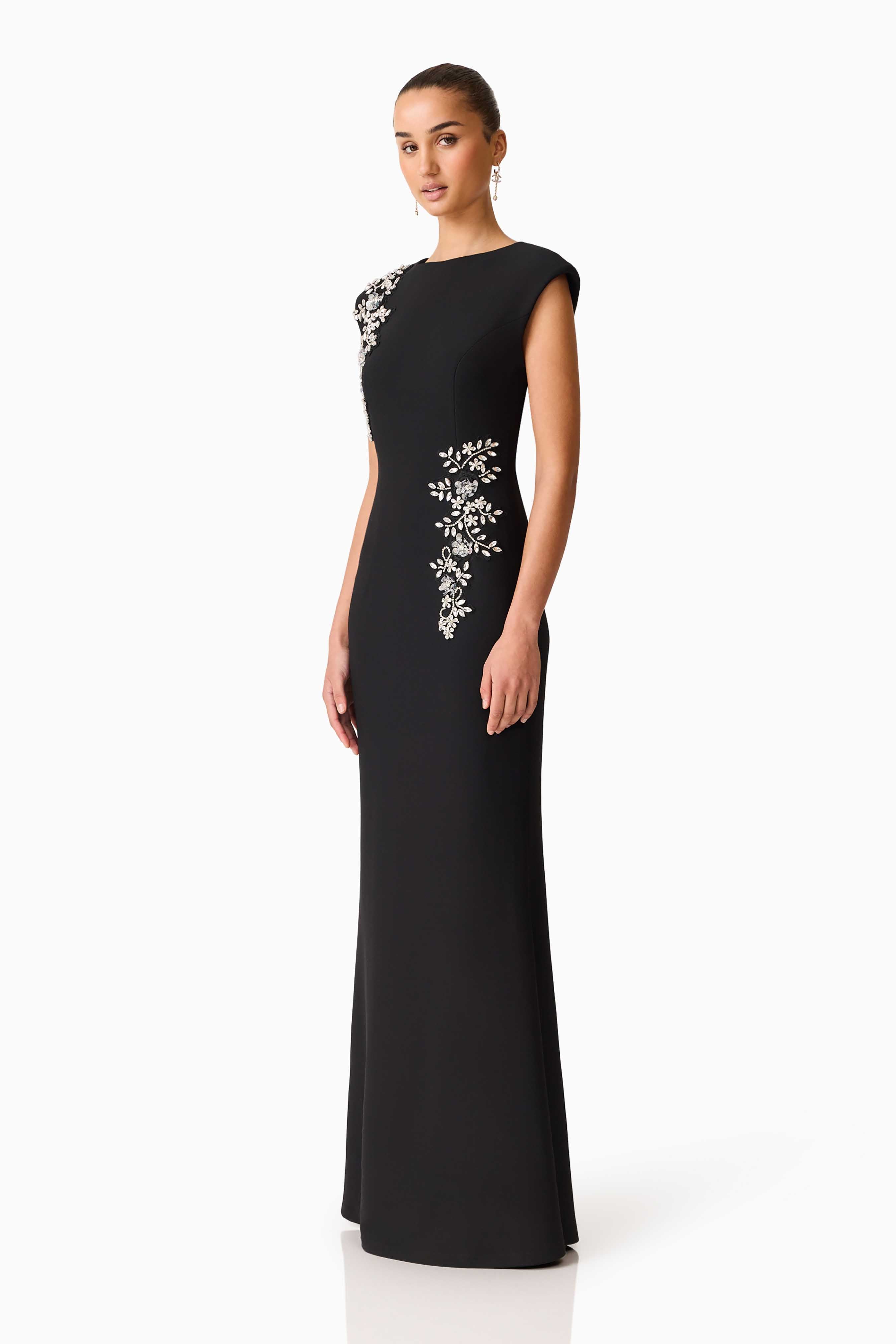 Veda Embellished Gown in Black