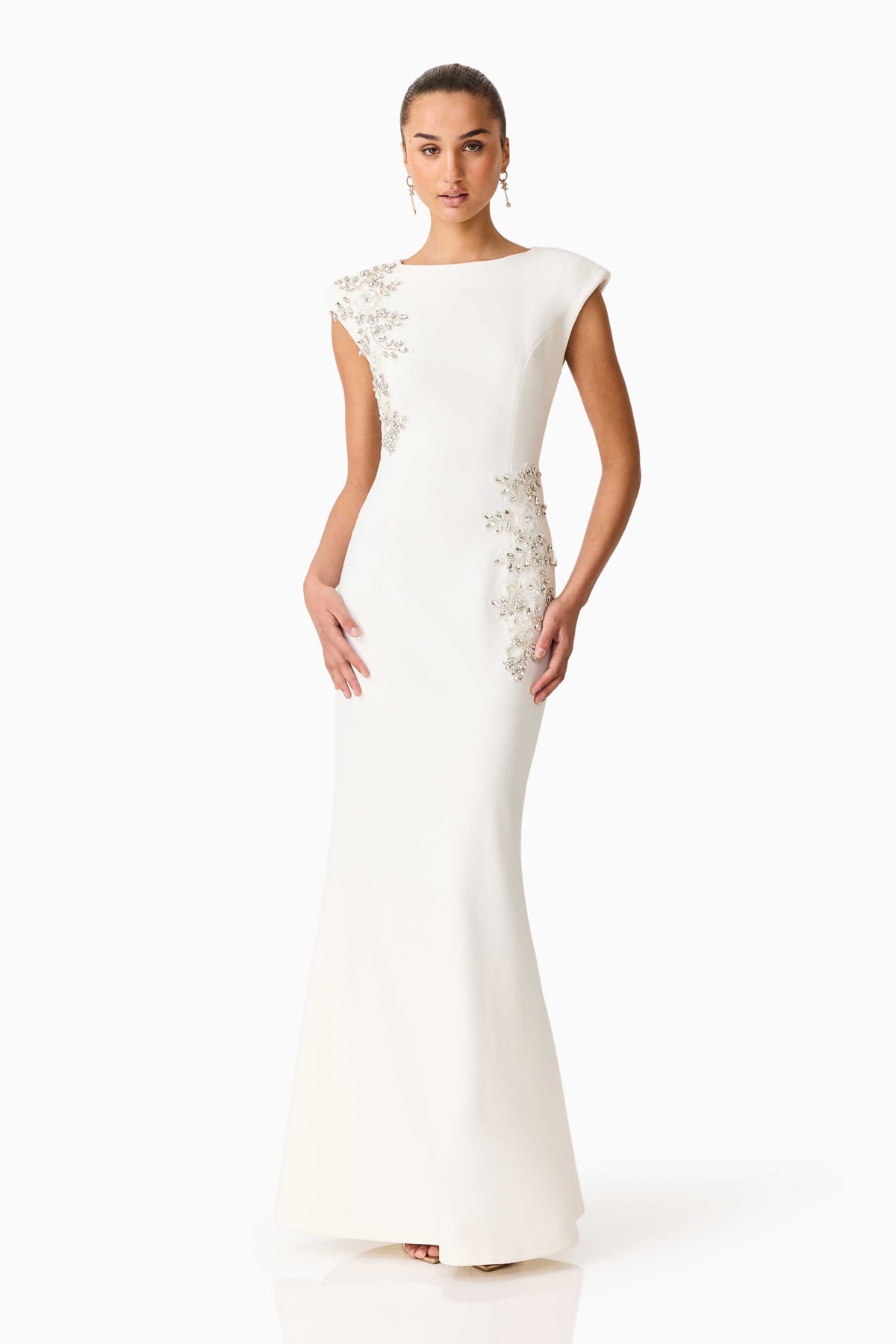 Veda Embellished Gown in White