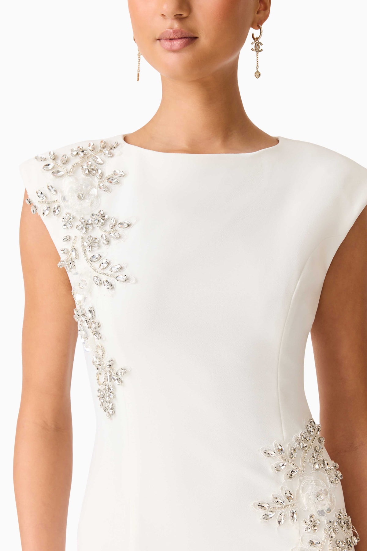 Veda Embellished Gown in White