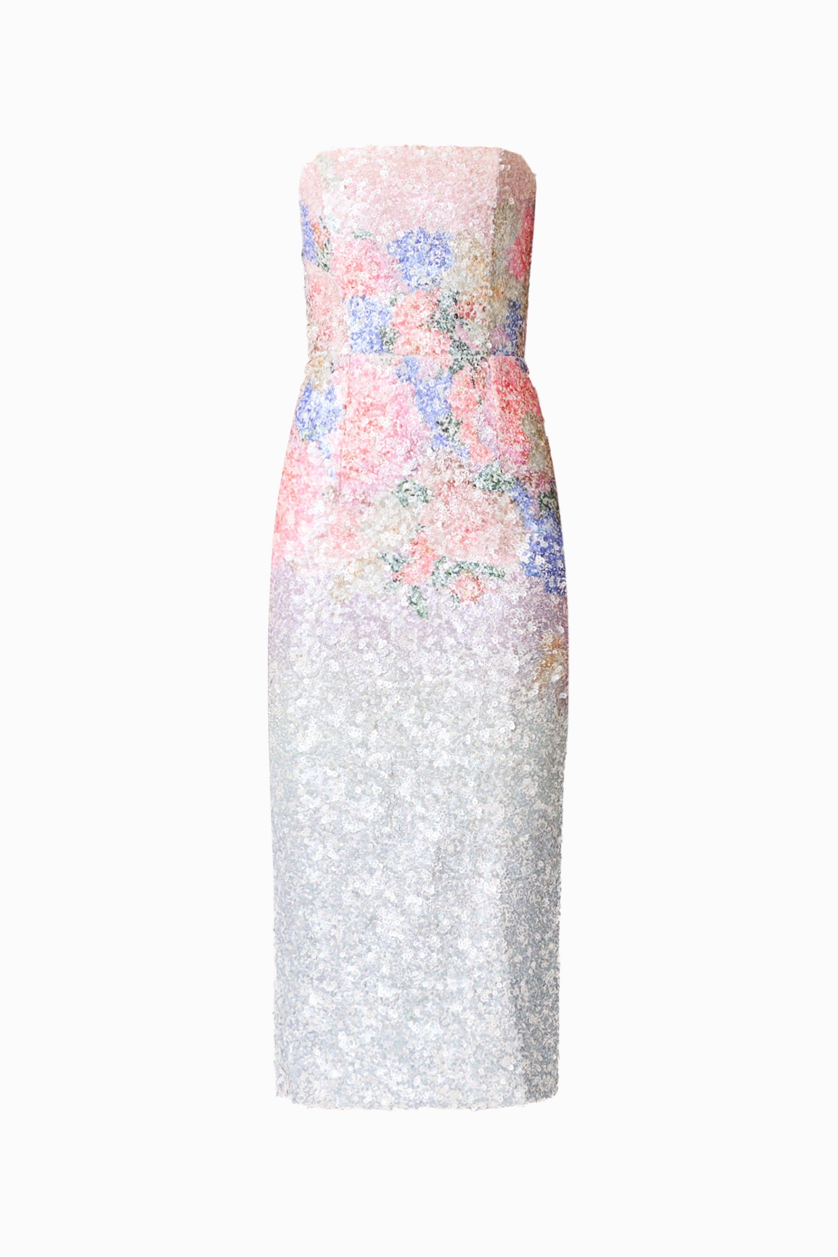 Lurea Strapless Midi Dress in Pink Floral