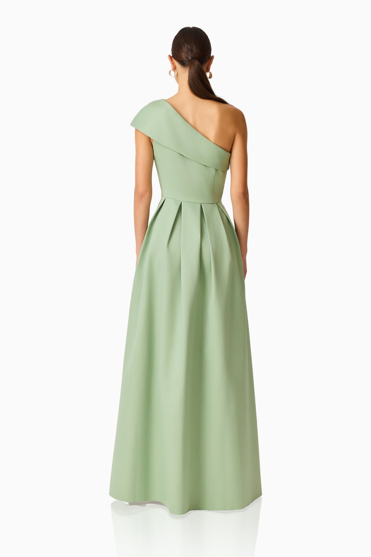 Saphine One Shoulder Gown in Sage Green