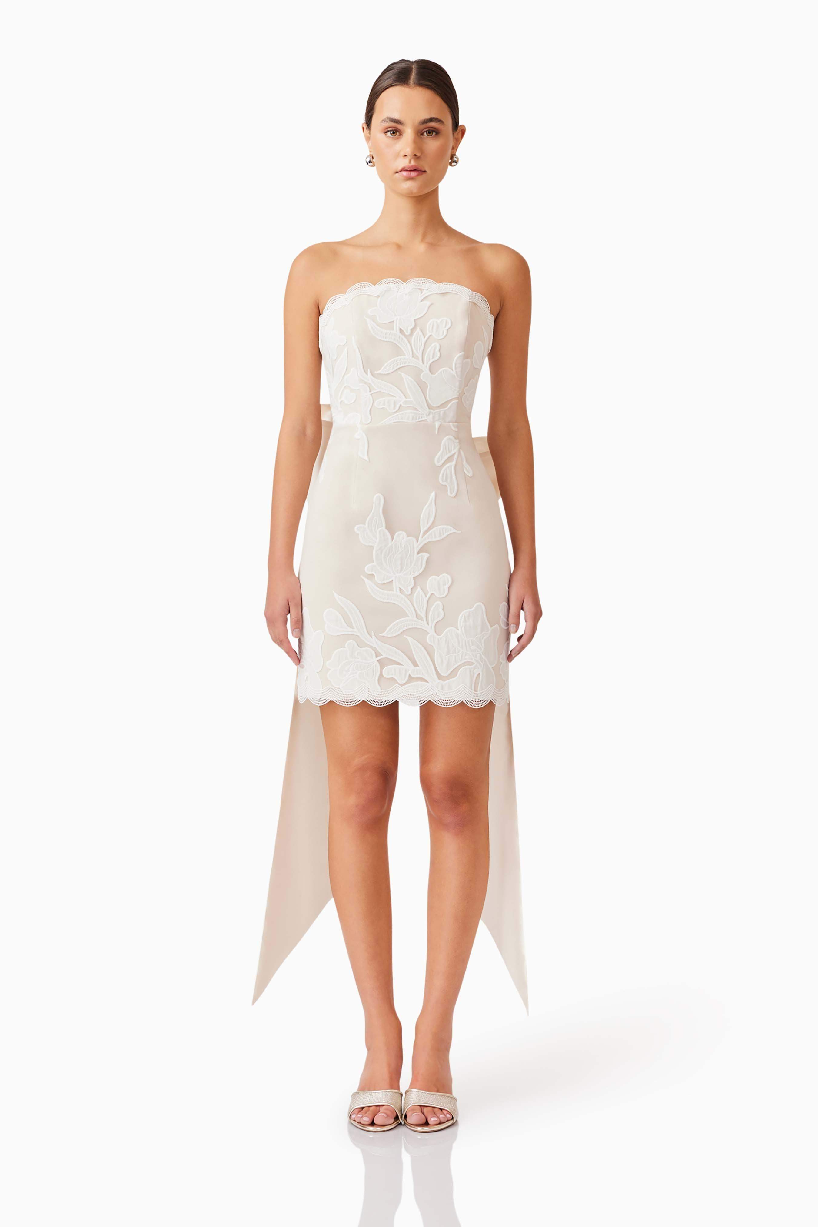 Florian Bow Mini Dress in White