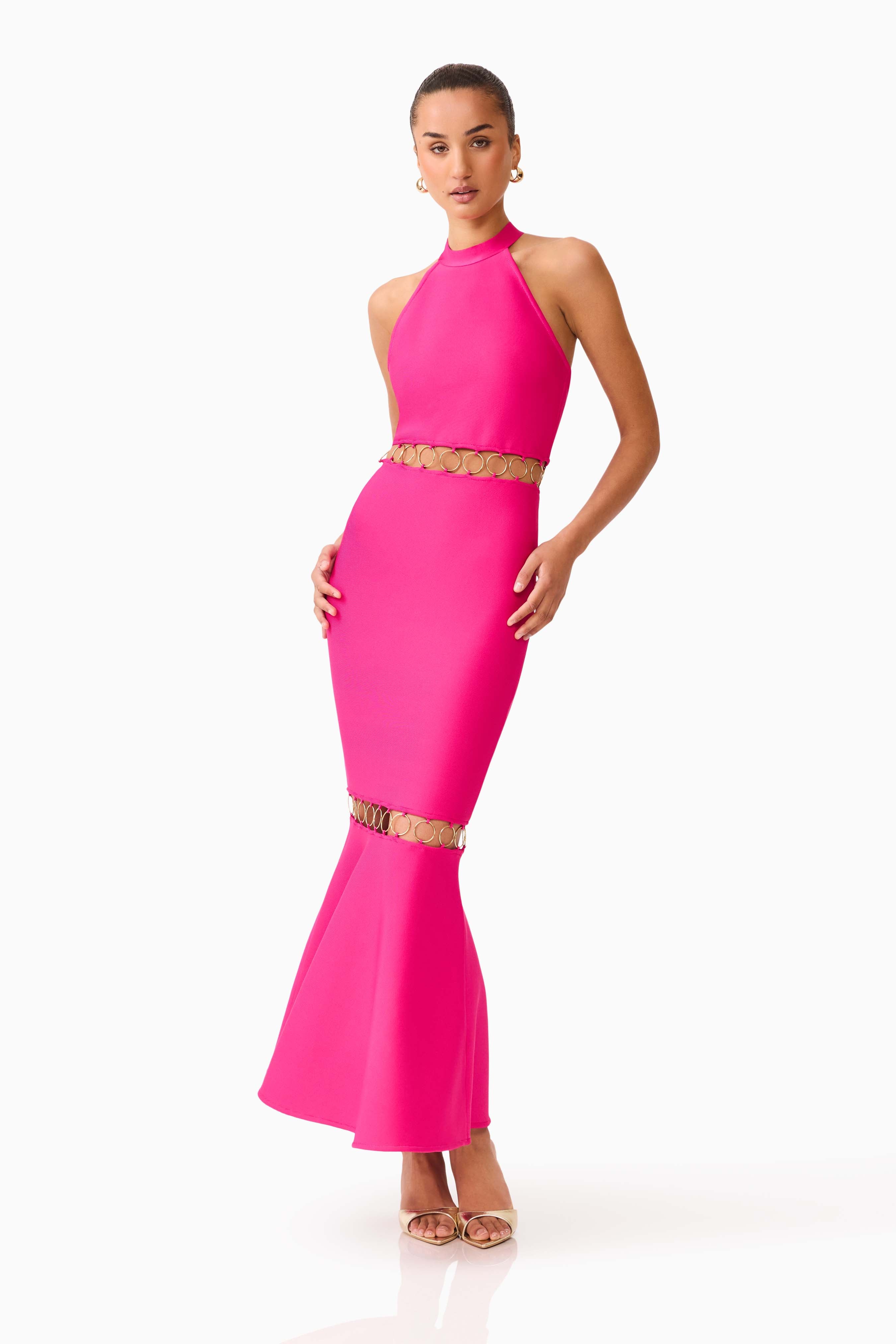 Naomi Halter Gown in Raspberry Pink