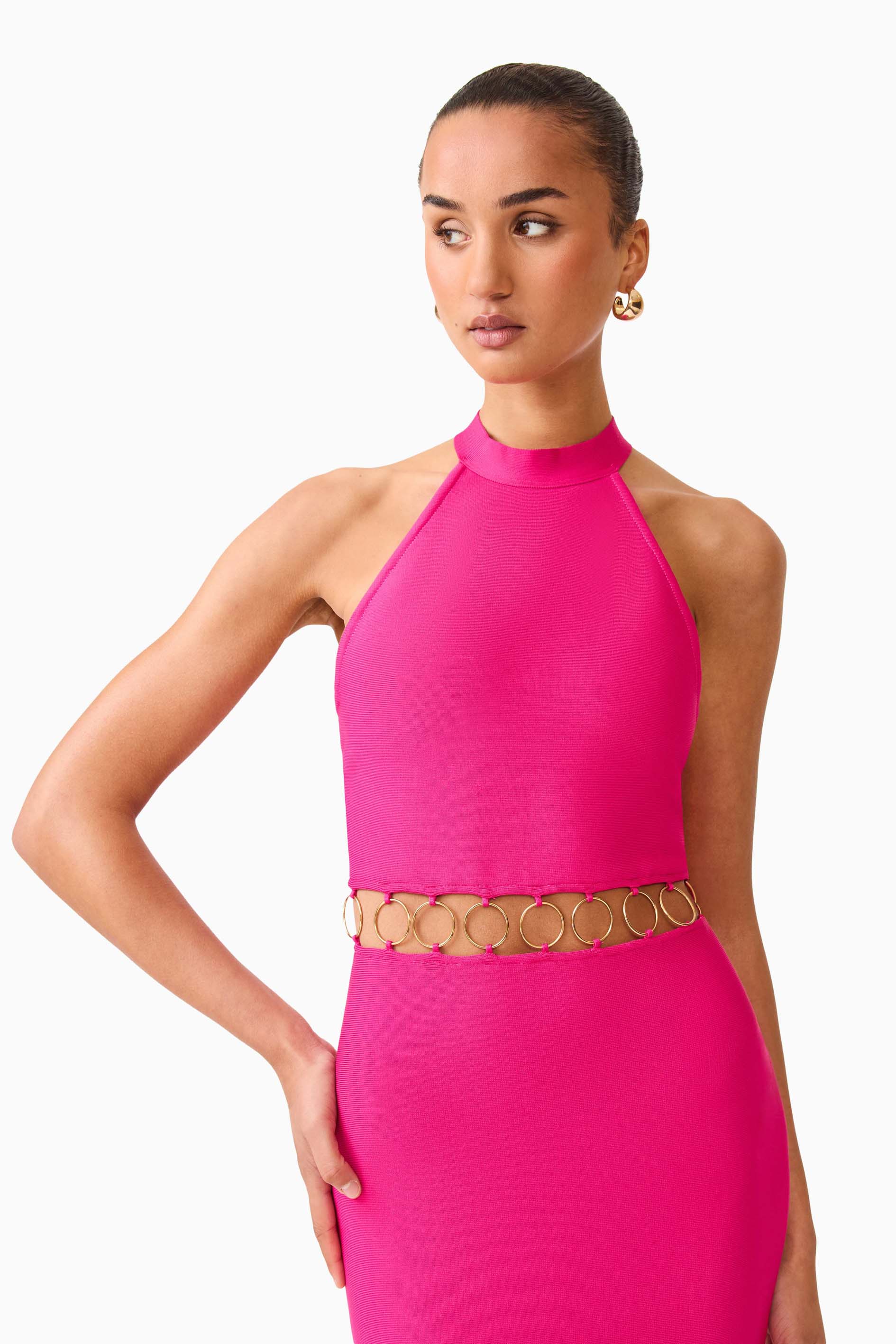 Naomi Halter Gown in Raspberry Pink