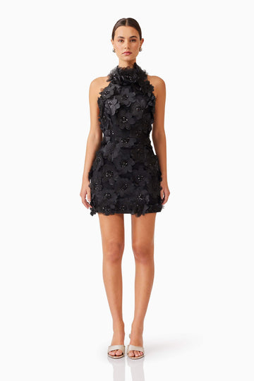 Cherry Blossom Mini Dress in Black
