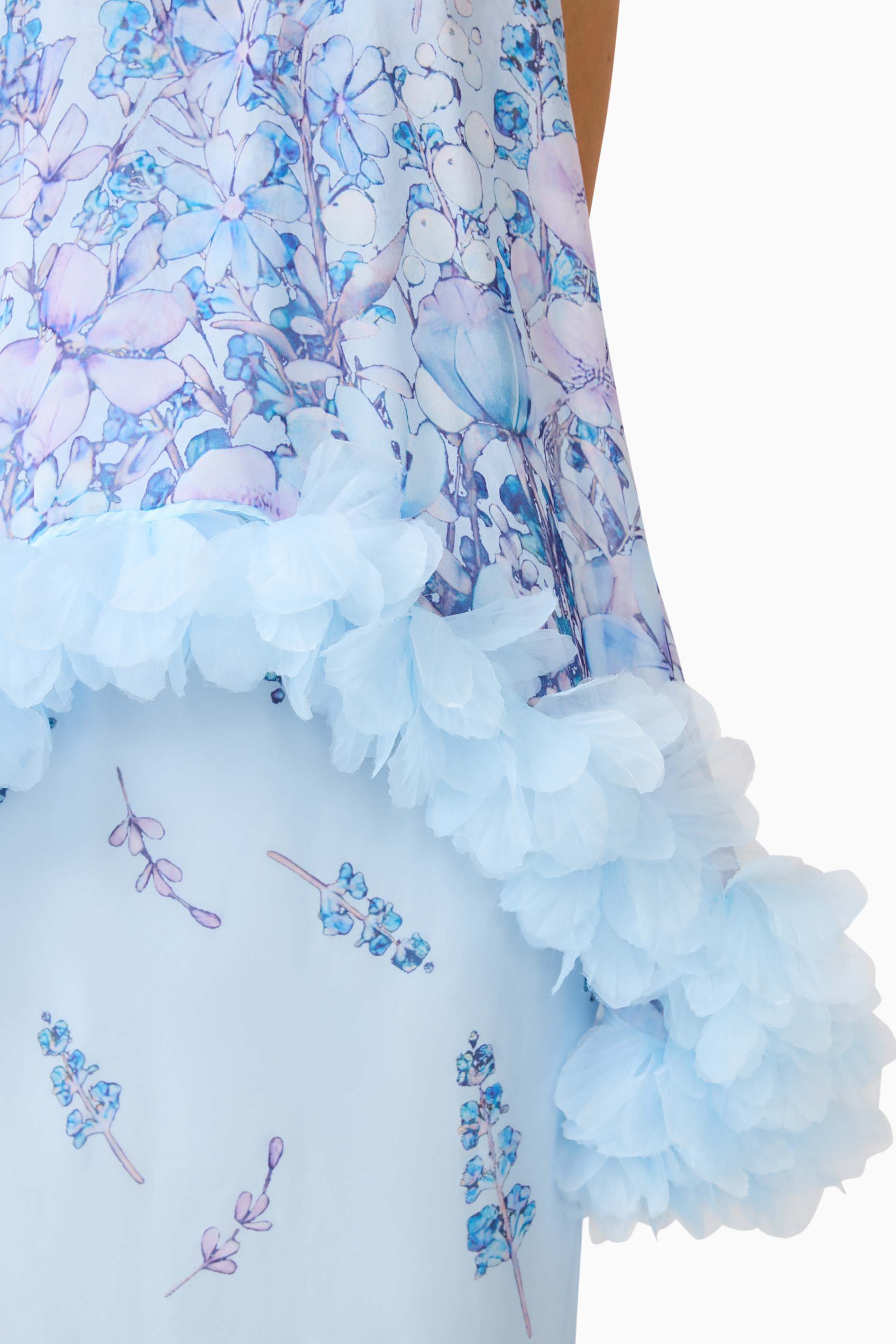Tulsia Floral Cape Maxi Dress in Light Blue