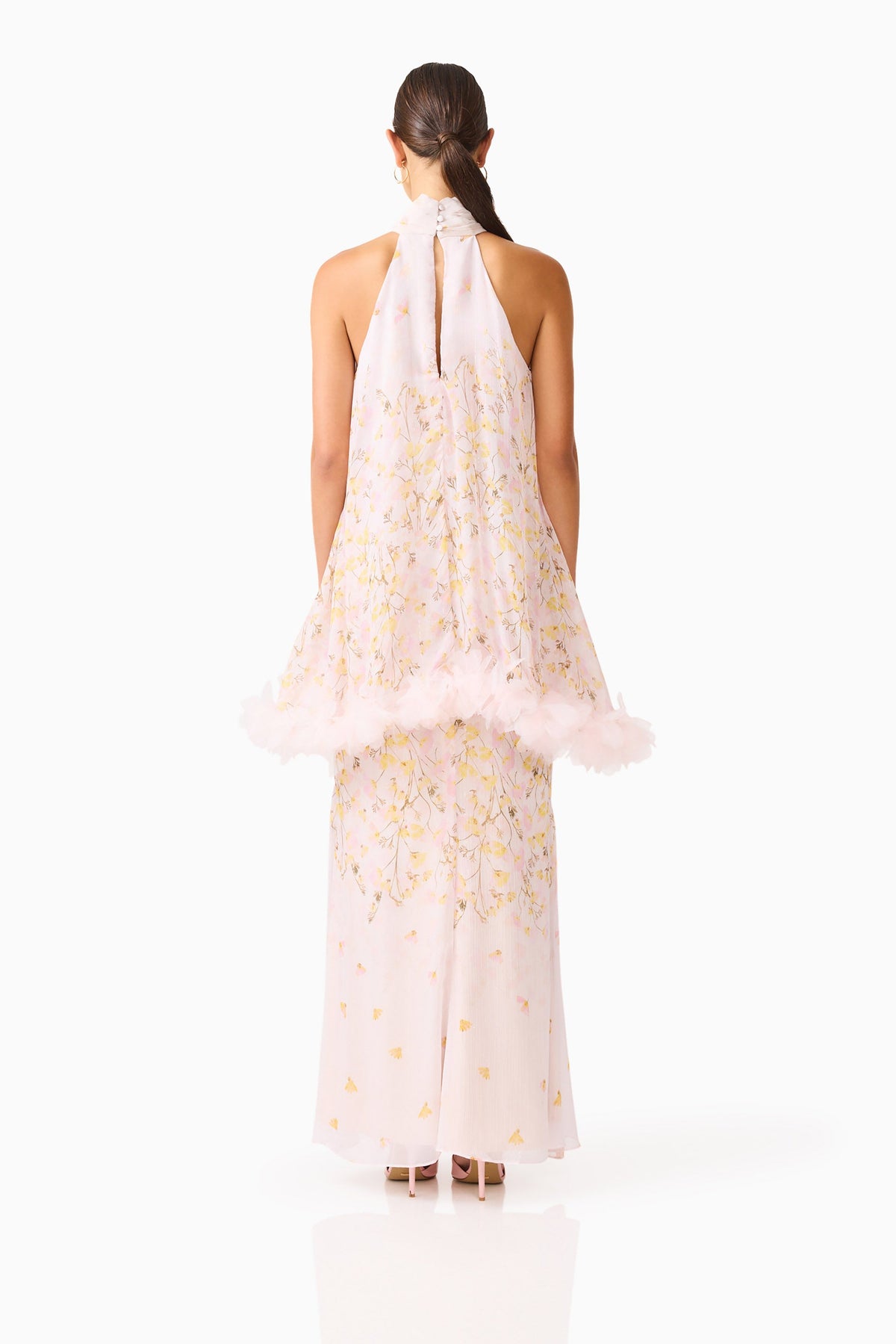 Tulsia Floral Cape Maxi Dress in Pink