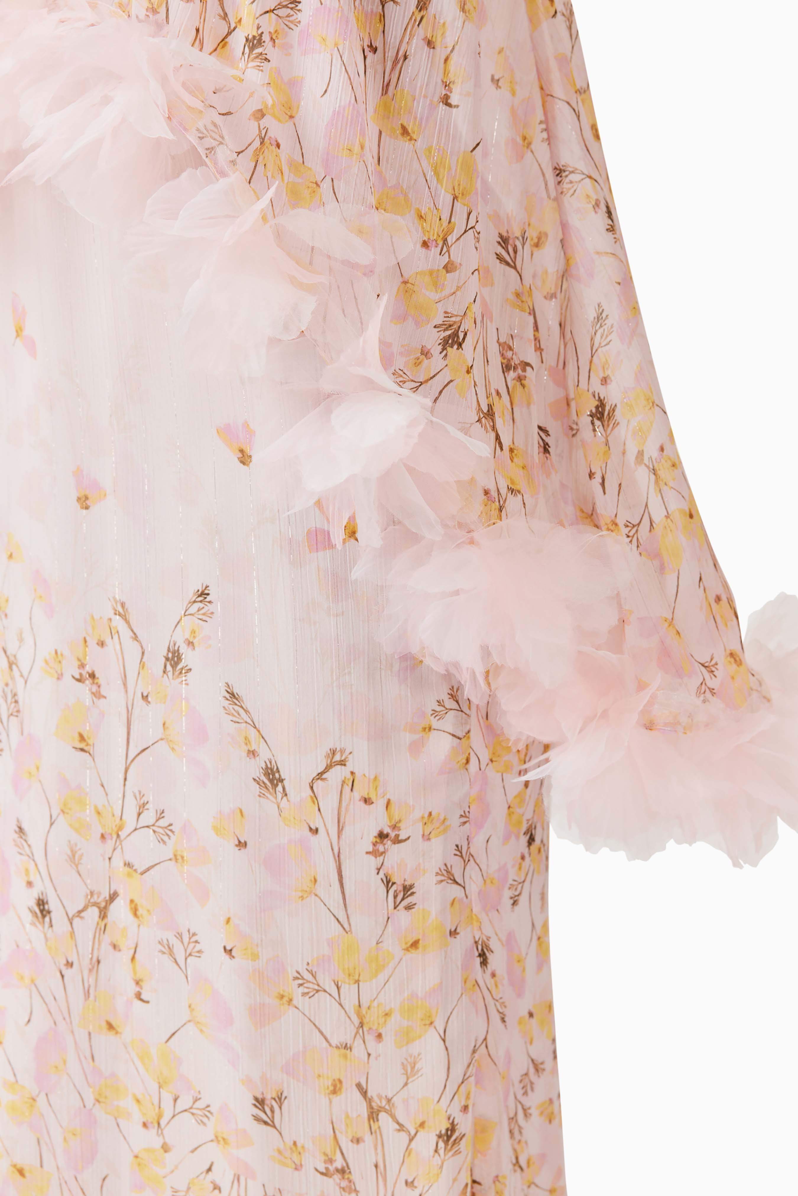 Tulsia Floral Cape Maxi Dress in Pink