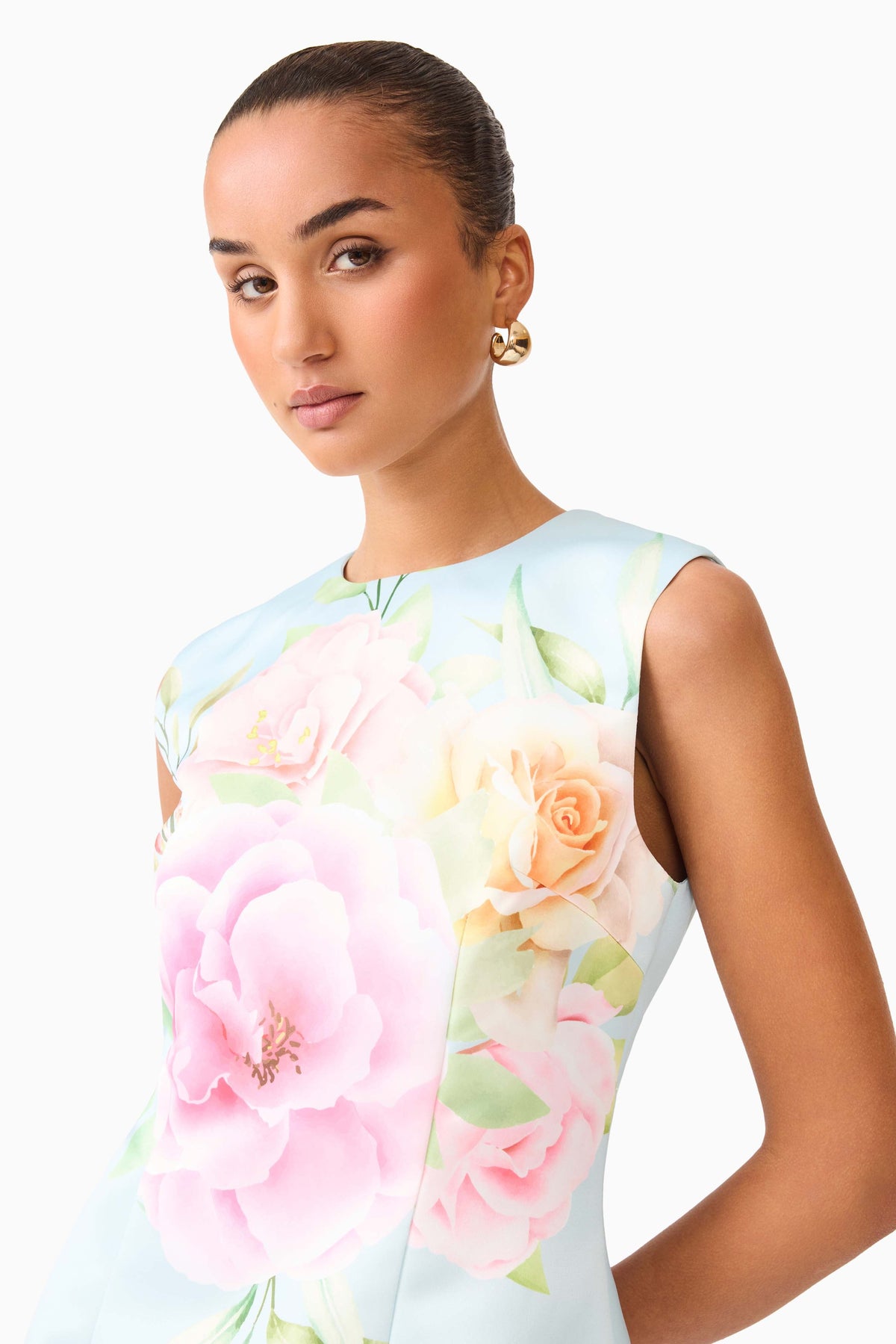 Harper Shift Mini Dress in Baby Blue Floral