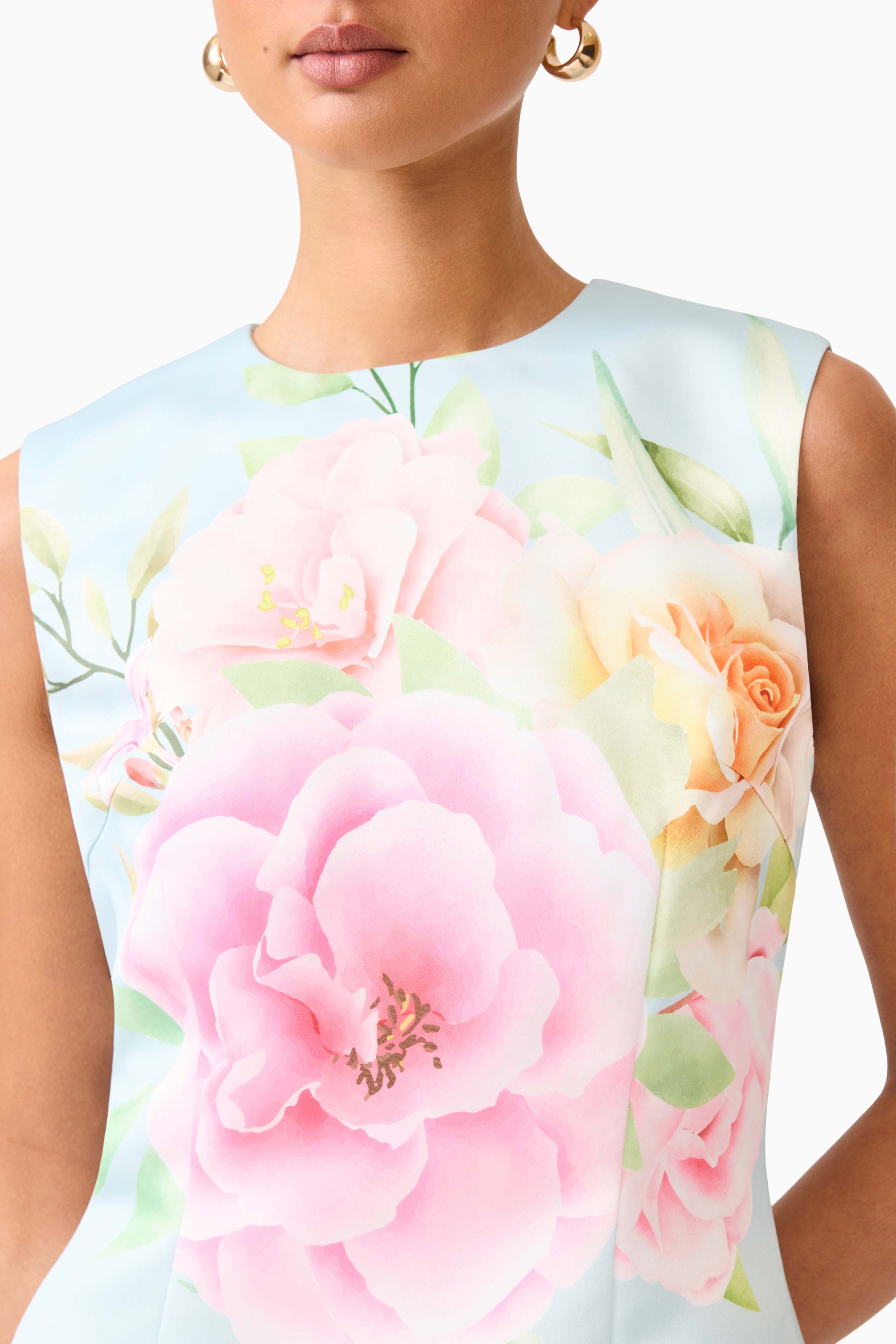Harper Shift Mini Dress in Baby Blue Floral