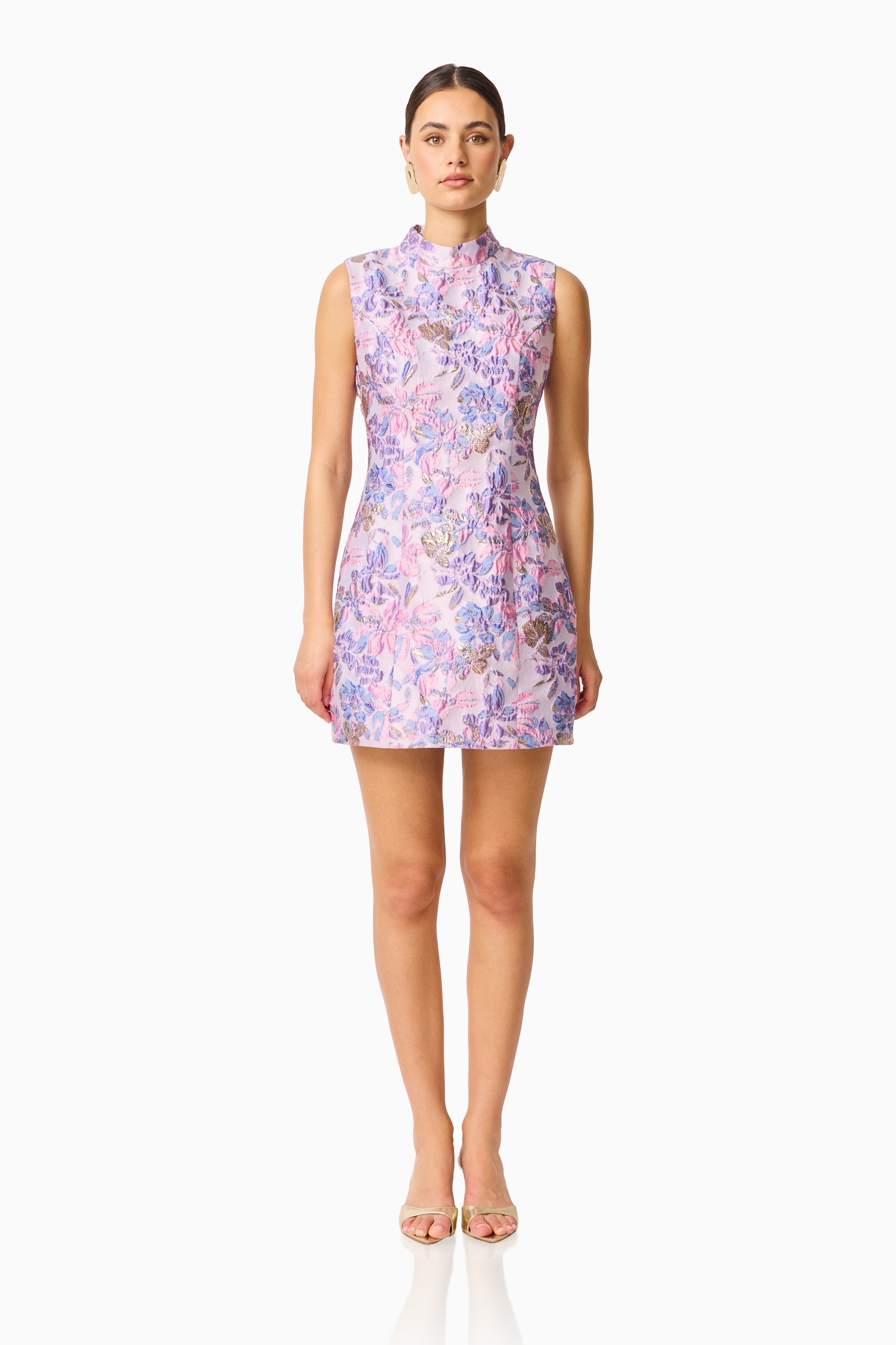 Marlene Shift Mini Dress in Pink & Purple Floral