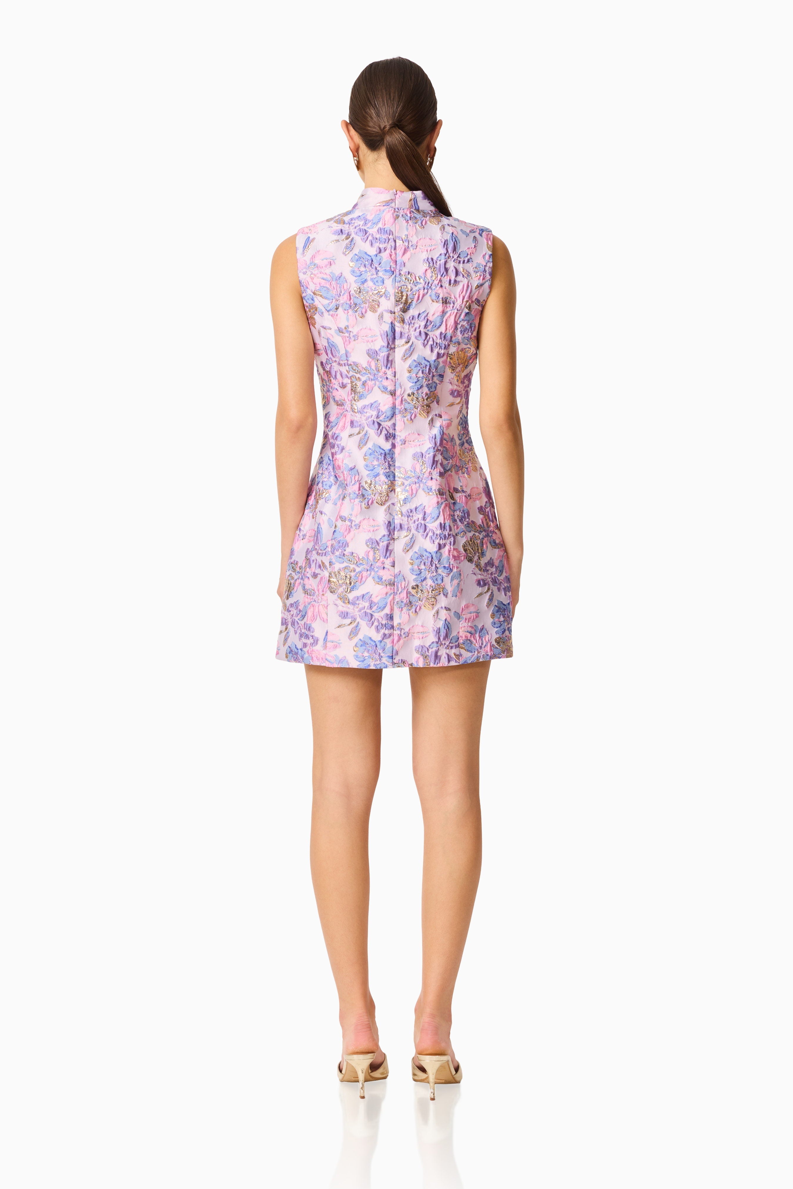 Marlene Shift Mini Dress in Pink & Purple Floral