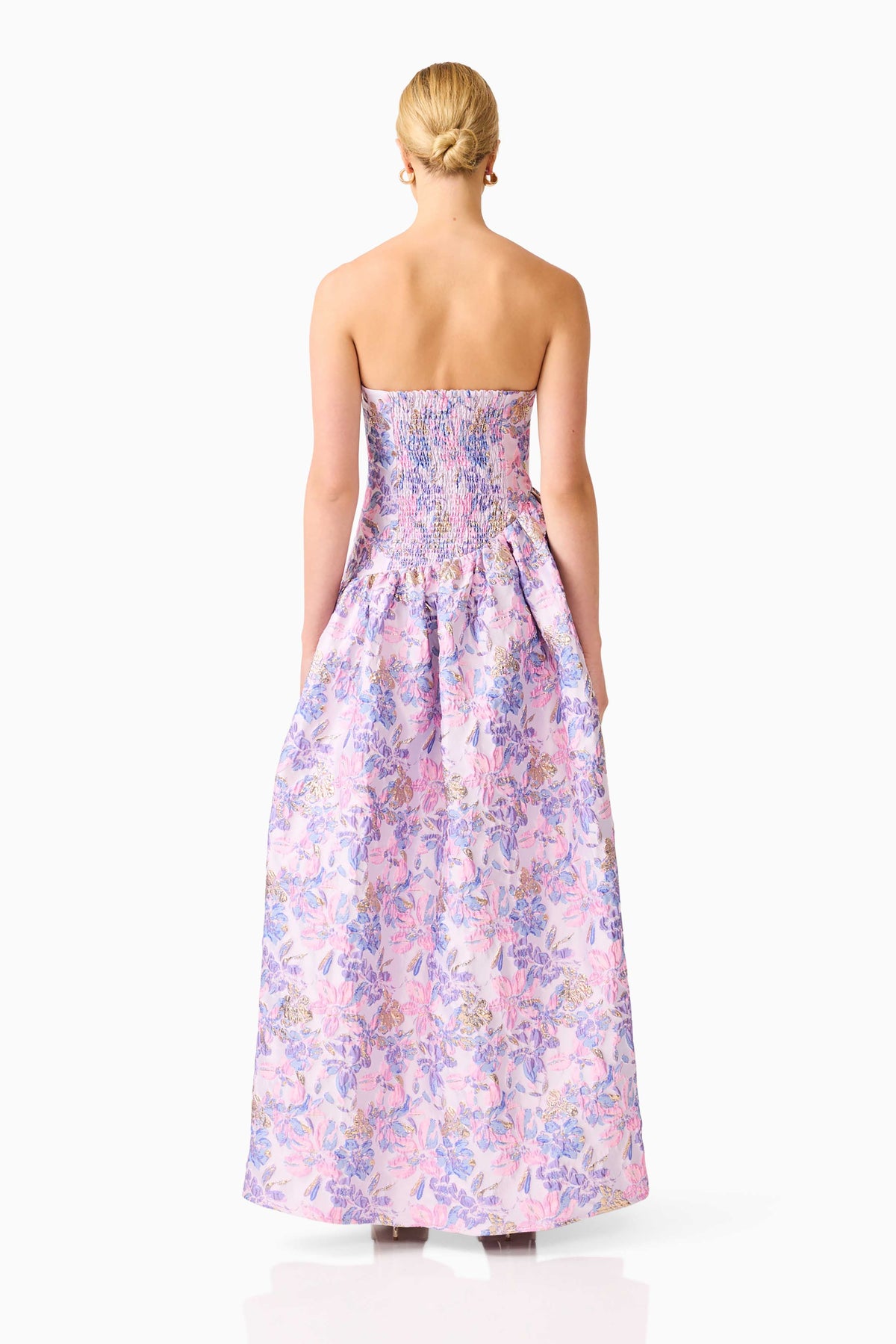 Marlene Asymmetrical Gown in Pink & Purple Floral