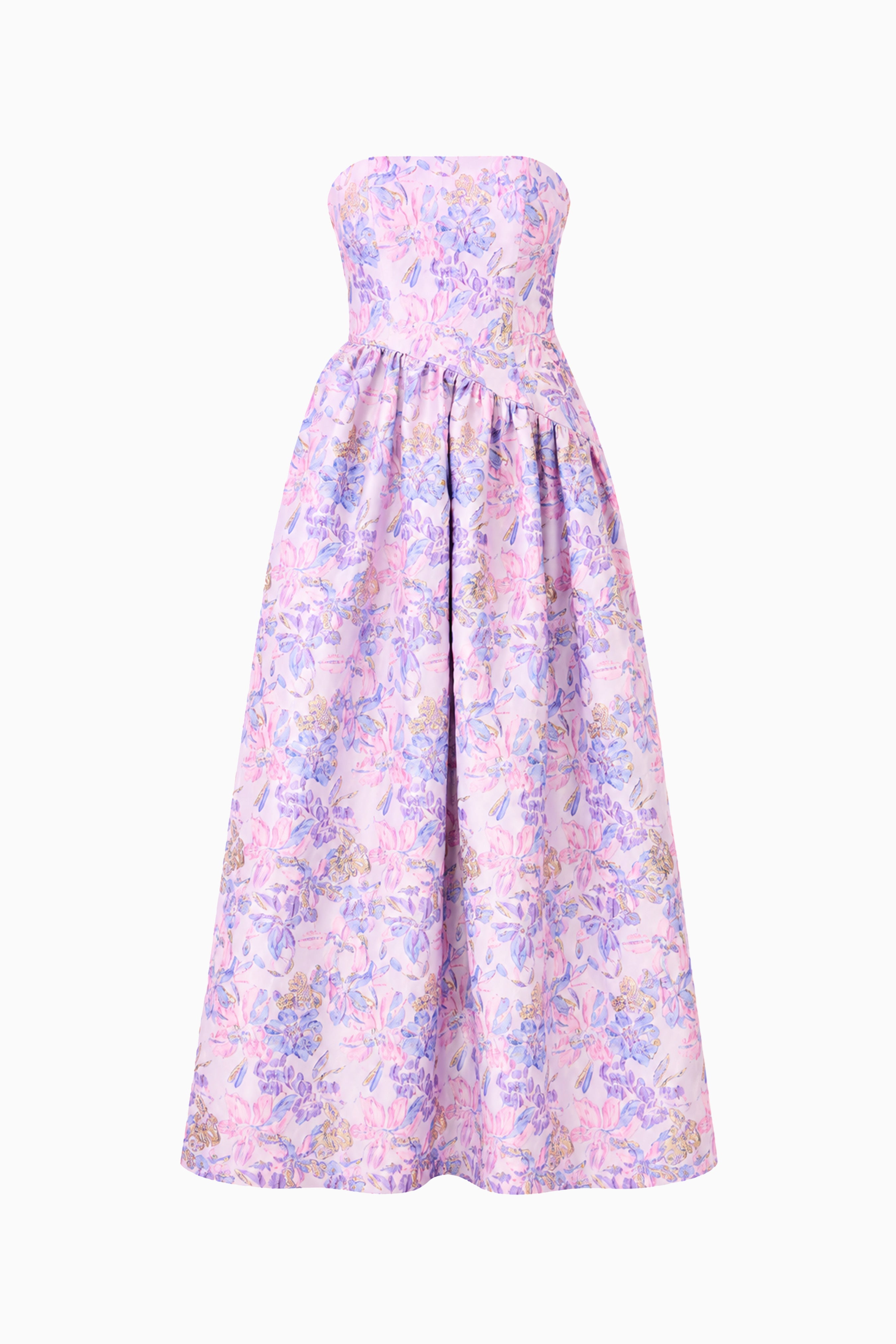 Marlene Asymmetrical Gown in Pink & Purple Floral