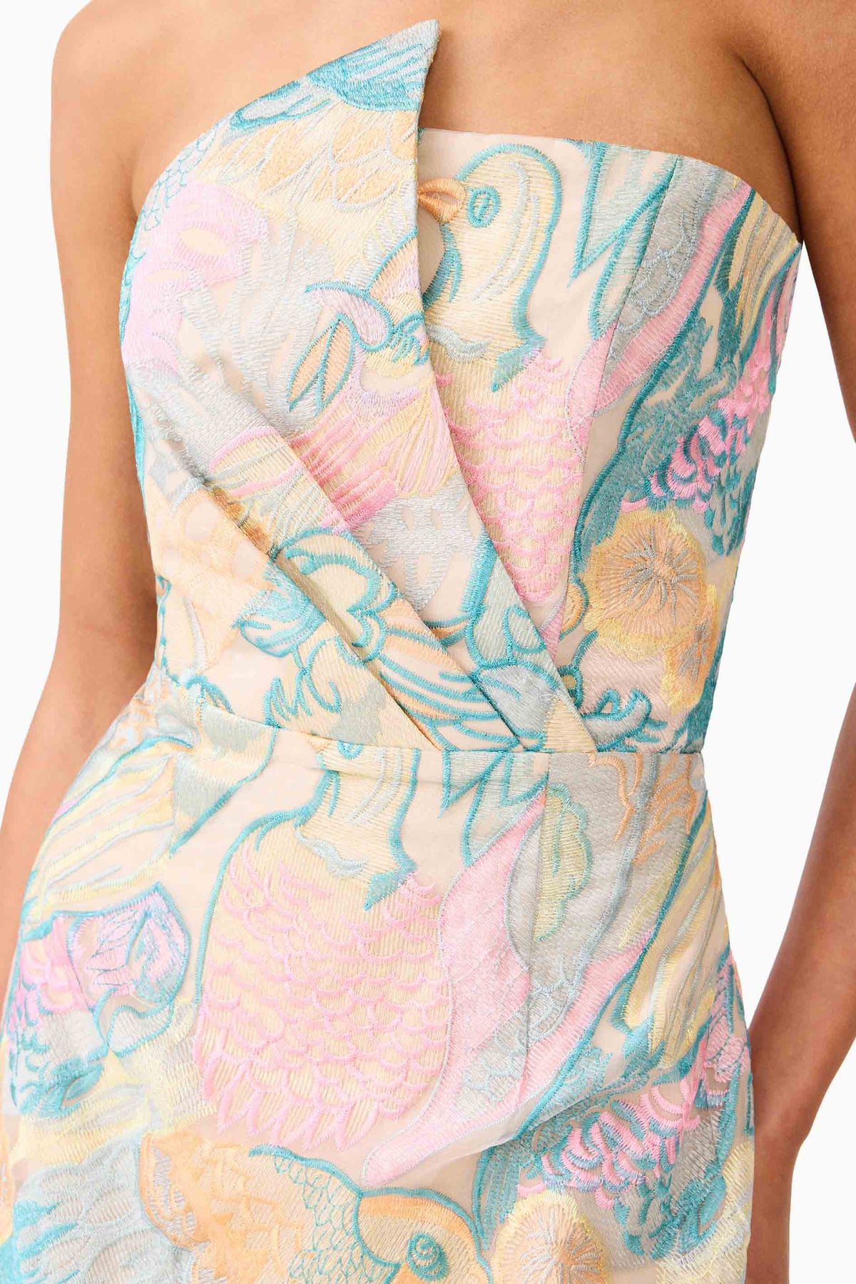 Taliah Strapless Mini Dress in Blue Multi