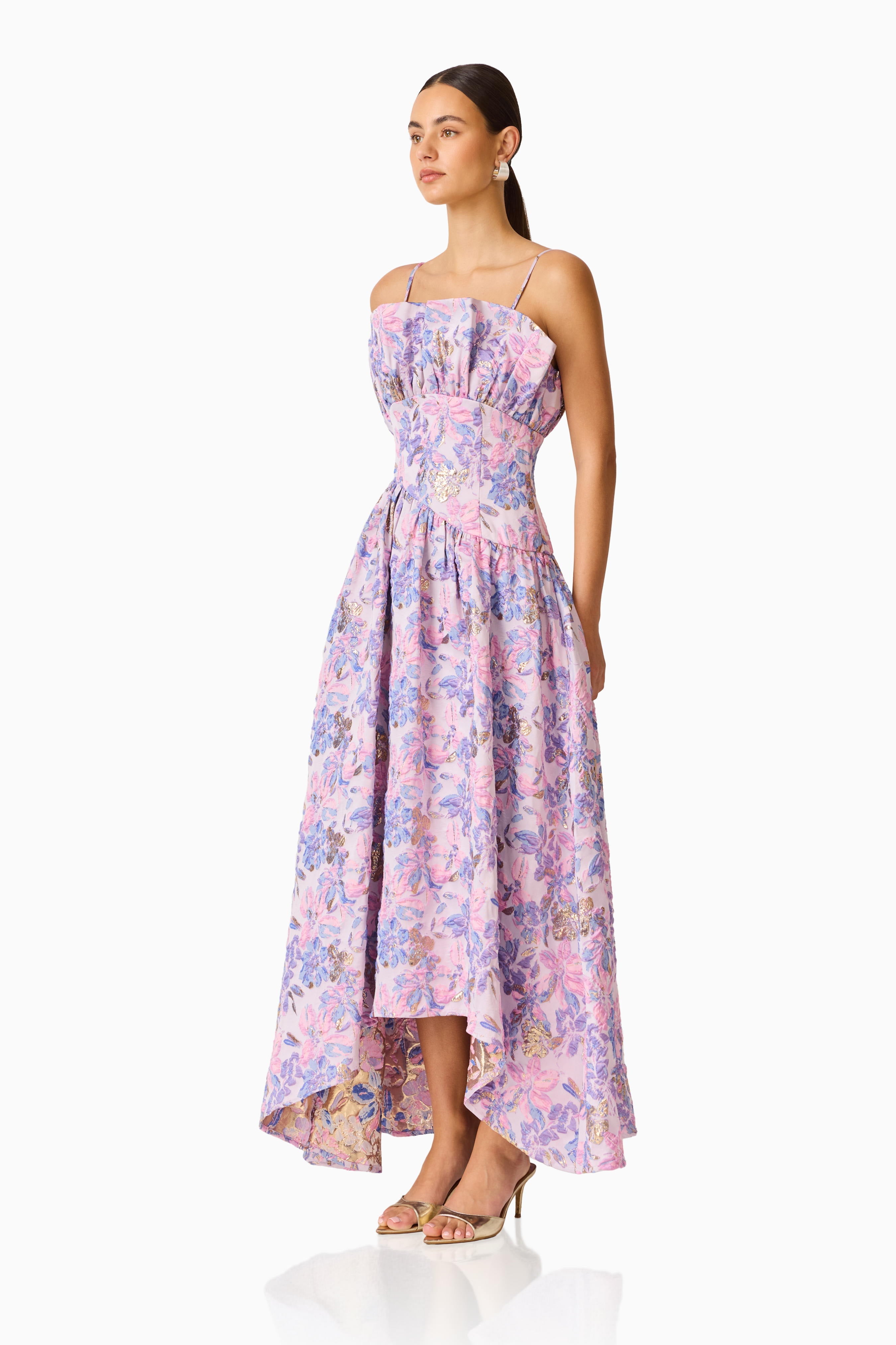 Laurel Sleeveless Maxi Dress in Pink & Purple Floral