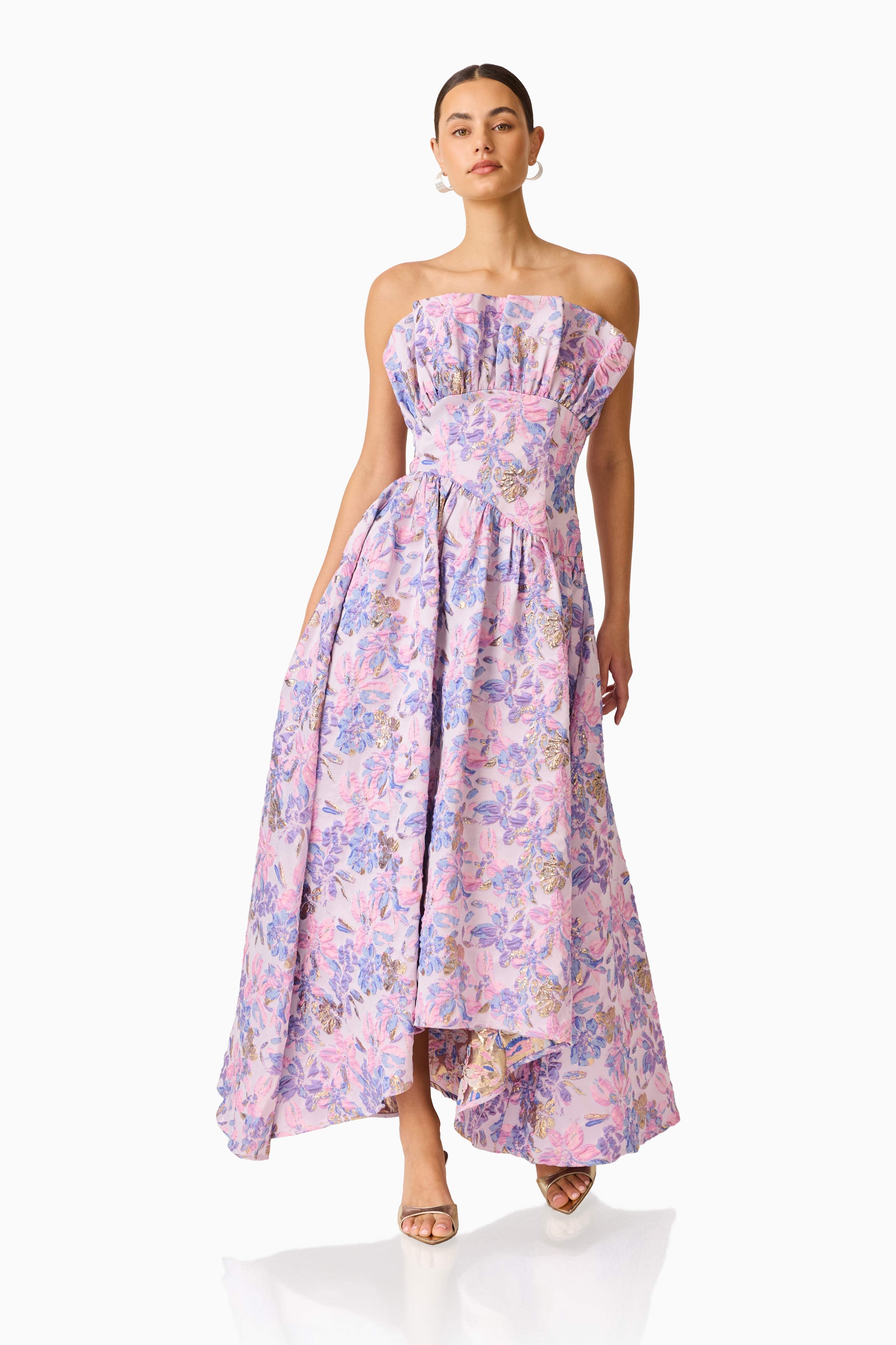Laurel Sleeveless Maxi Dress in Pink & Purple Floral