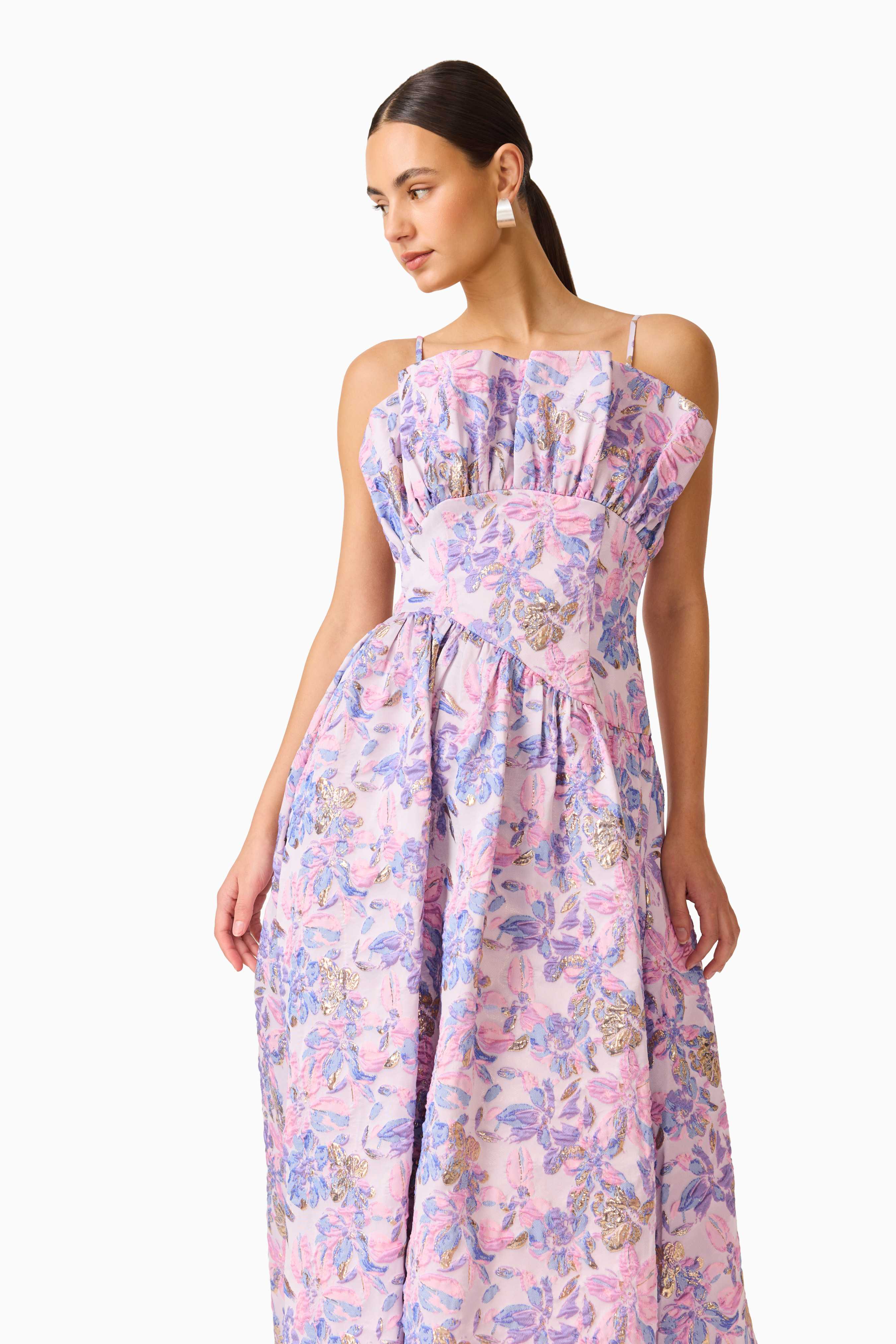 Laurel Sleeveless Maxi Dress in Pink & Purple Floral
