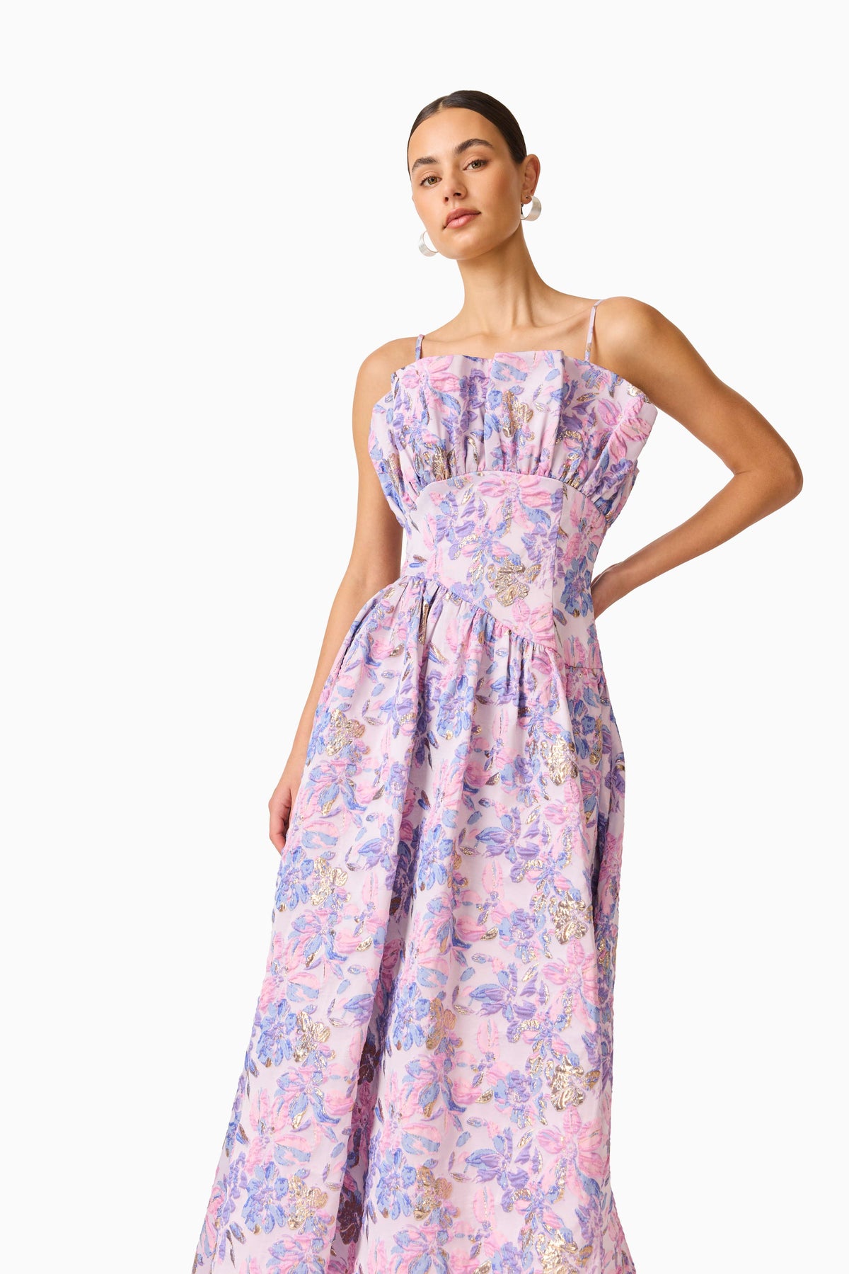 Laurel Sleeveless Maxi Dress in Pink & Purple Floral