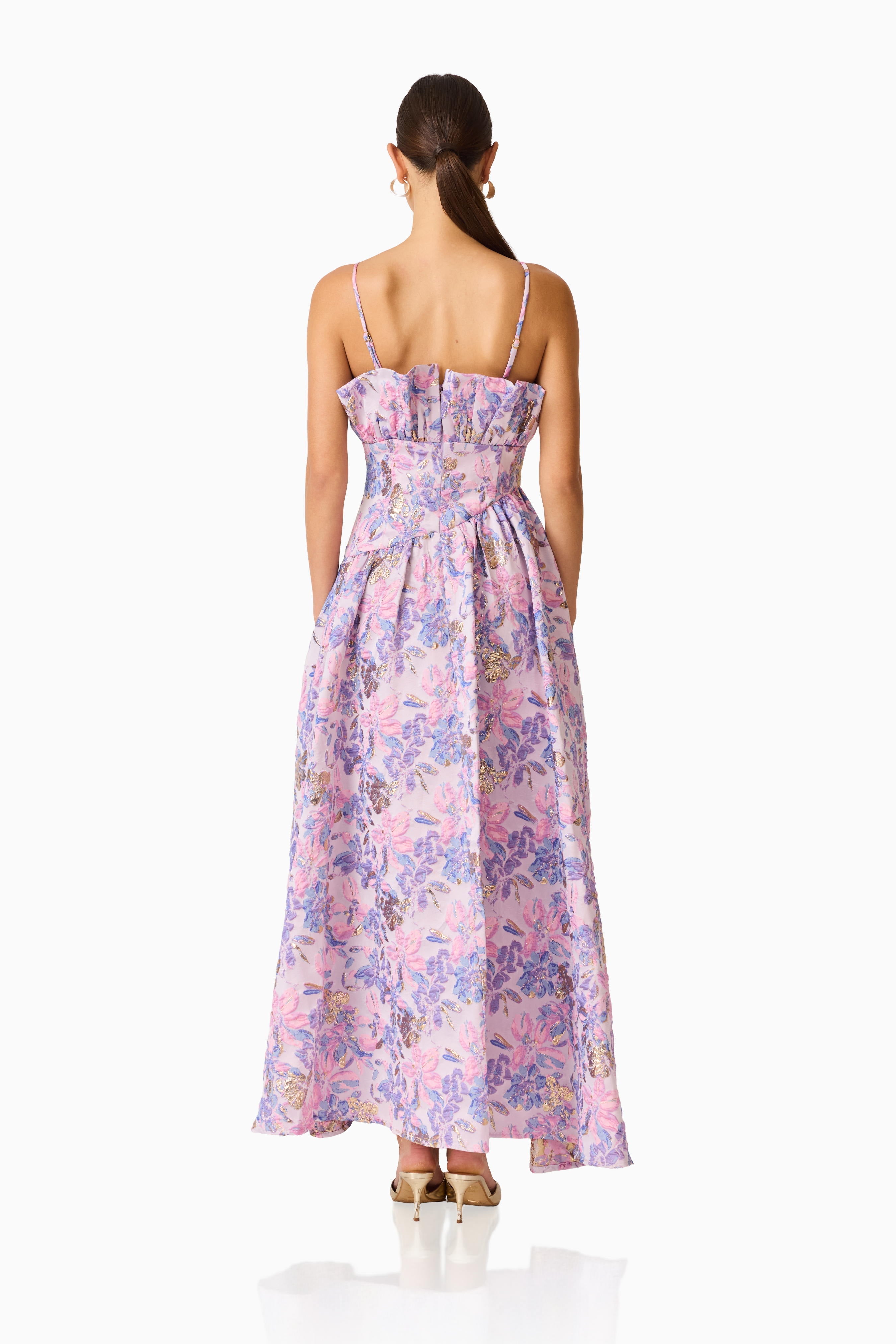 Laurel Sleeveless Maxi Dress in Pink & Purple Floral