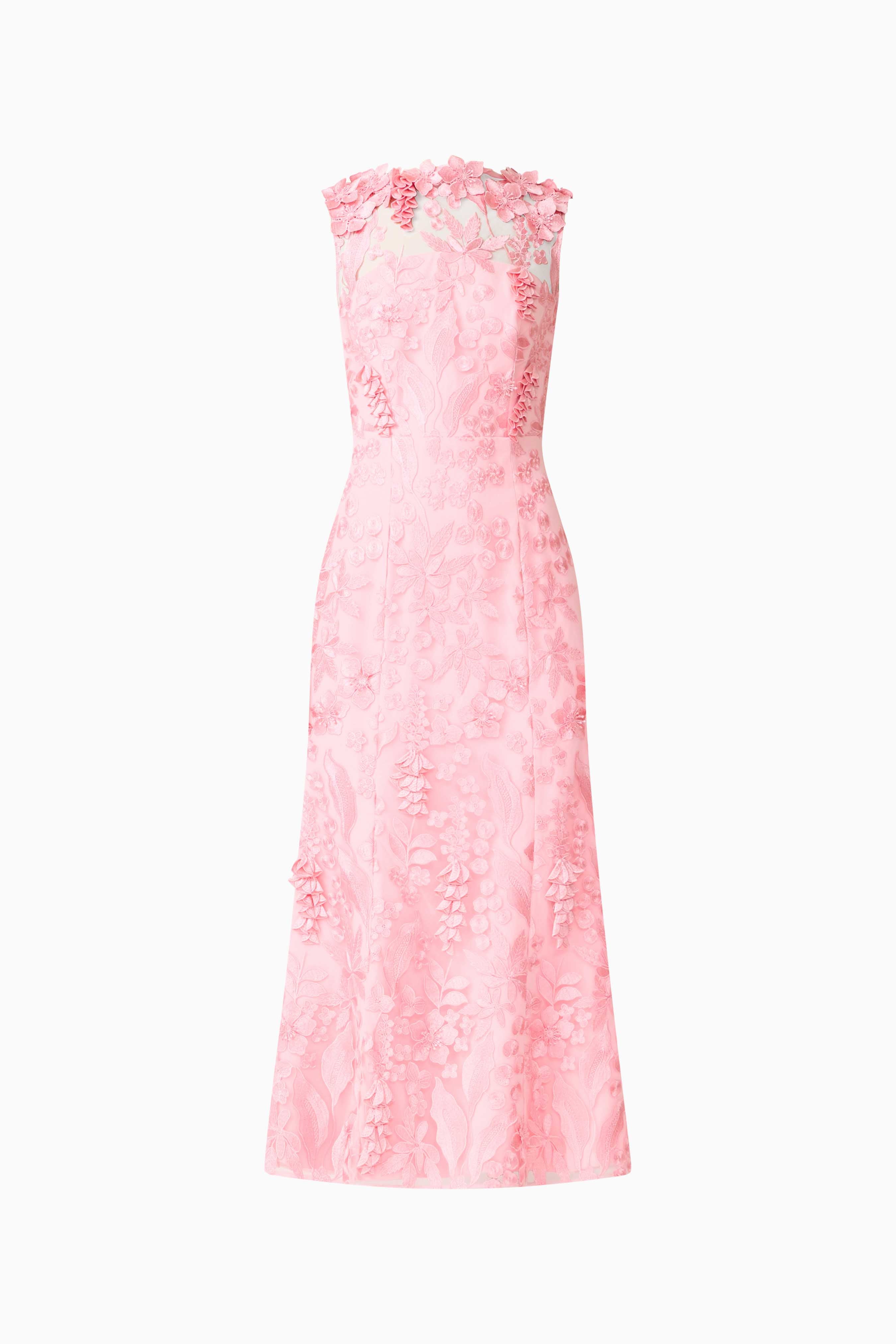 Monique Floral Applique Midi in Pink